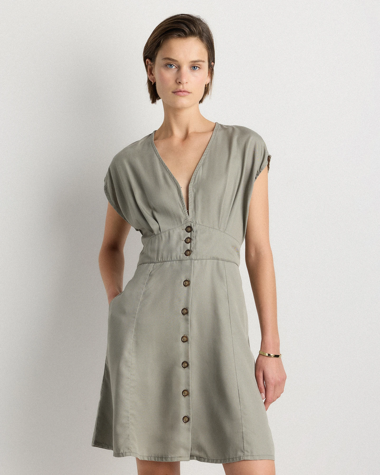 Vintage Wash Tencel Button Front Dress
