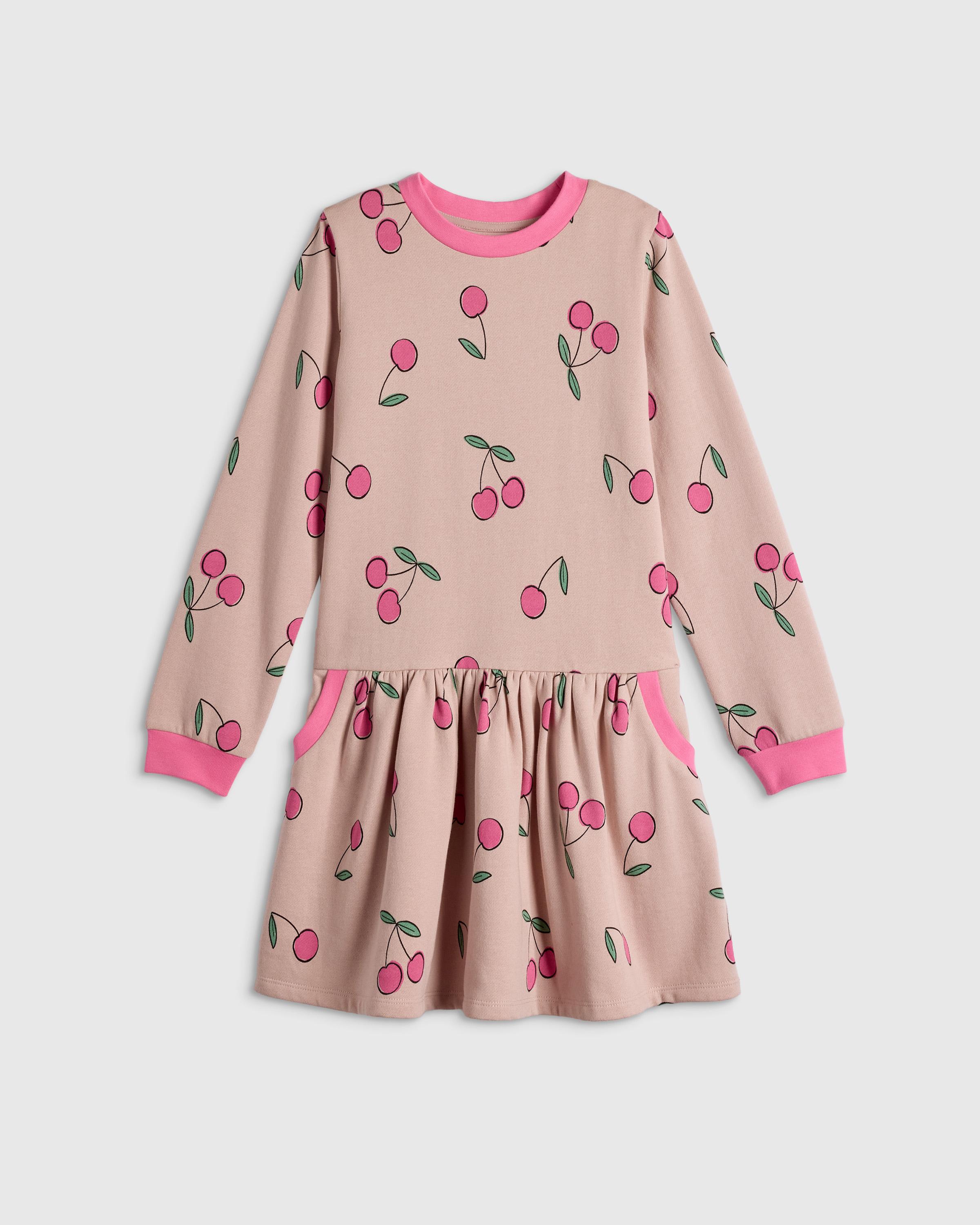 Cherries Cozy Fleece Sweatshirt Dress