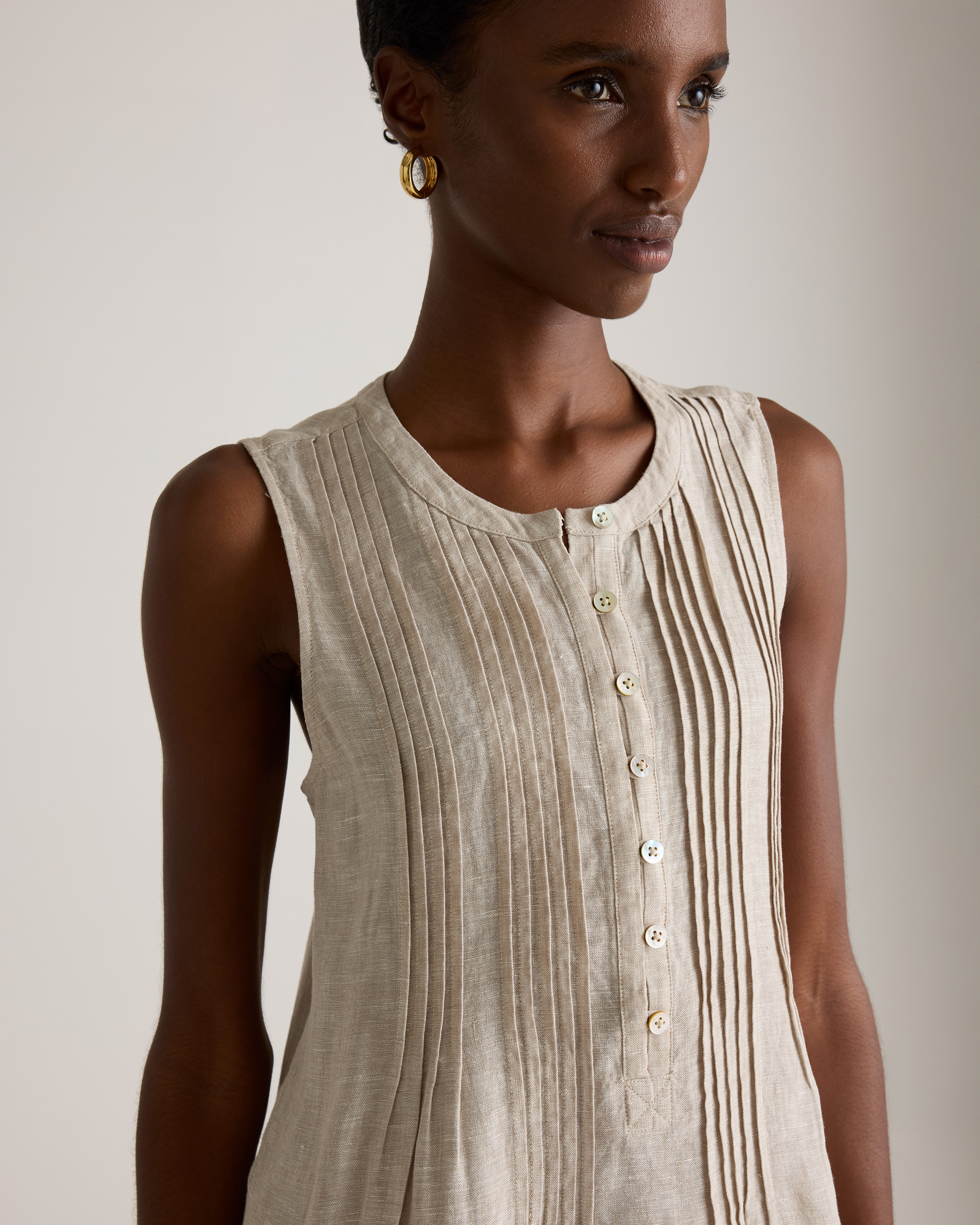 linen a line dresses A-line Linen Dress CHILOE in Natural Melange main image 0