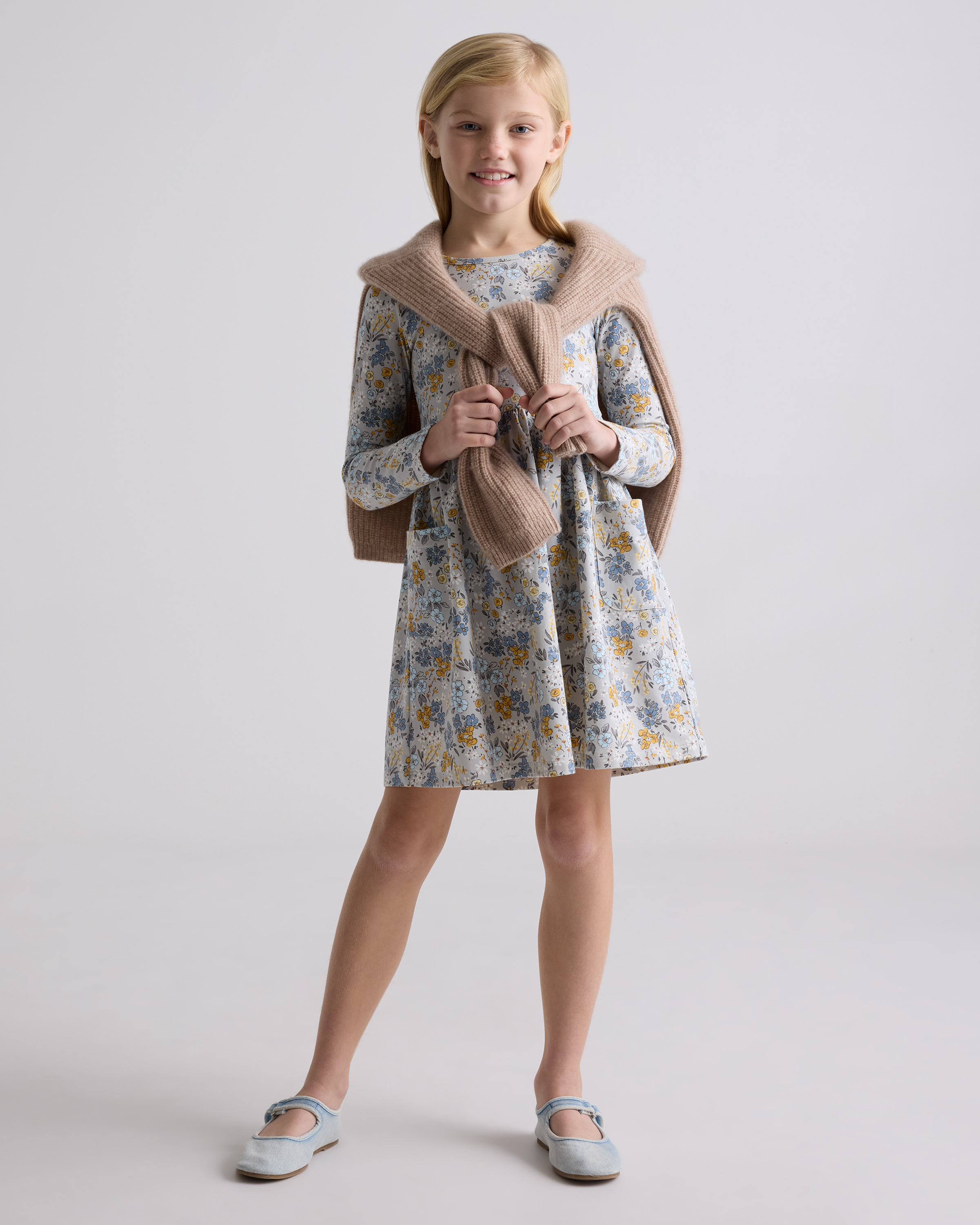 fit and flare dress with sleeves and pockets Fit And Flare Floral Dresses With Pockets main image 0