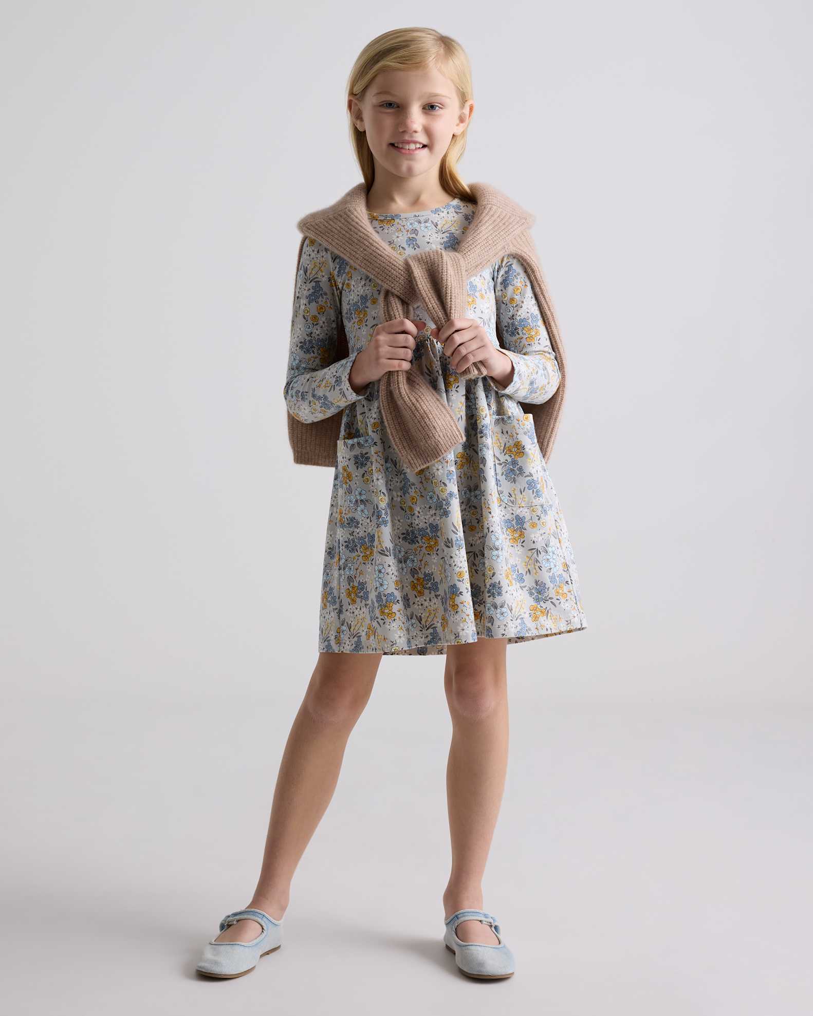 cotton fit and flare dress with sleeves Long Sleeve Flare Dress