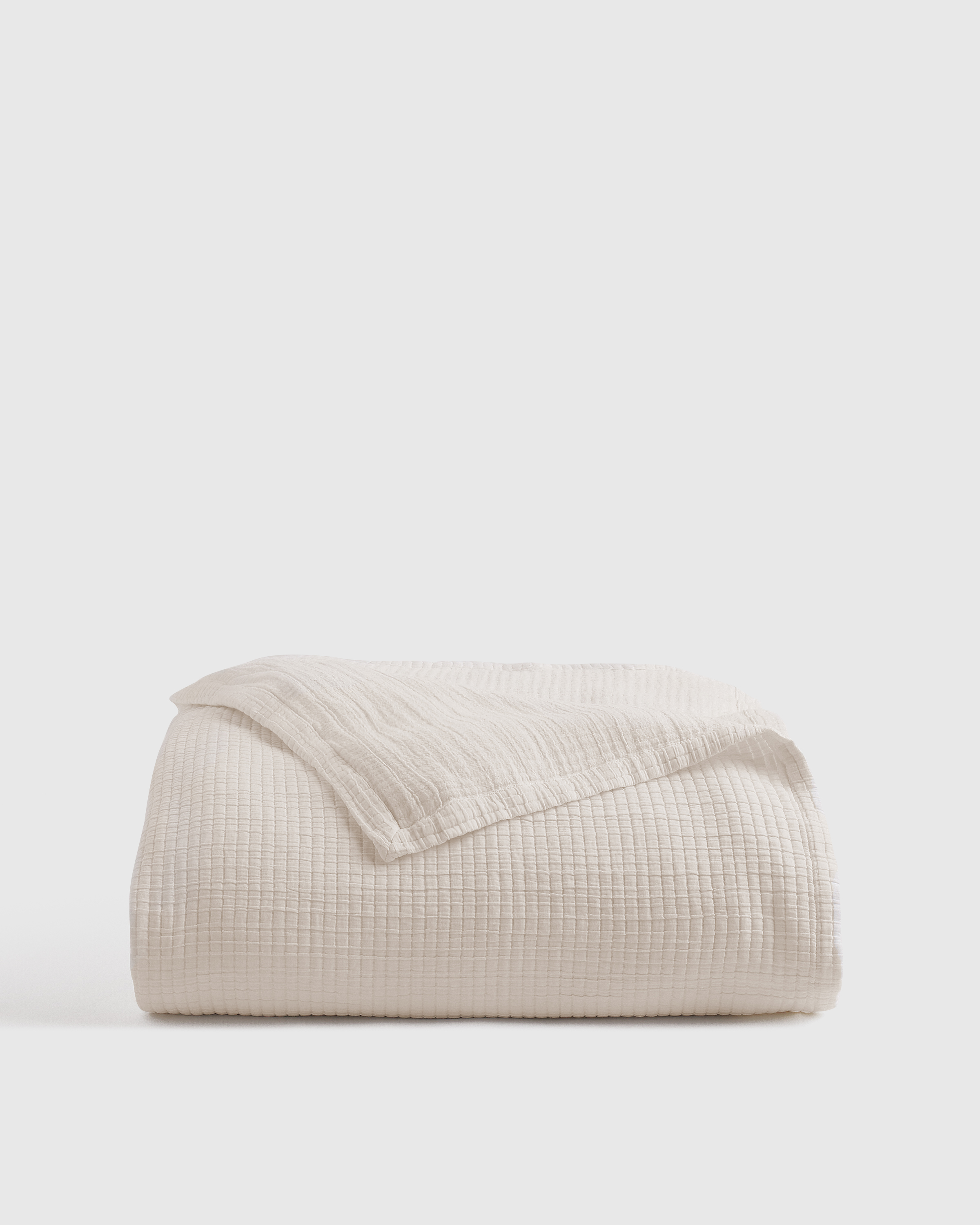 Ivory Organic Ribbed Cotton Coverlet