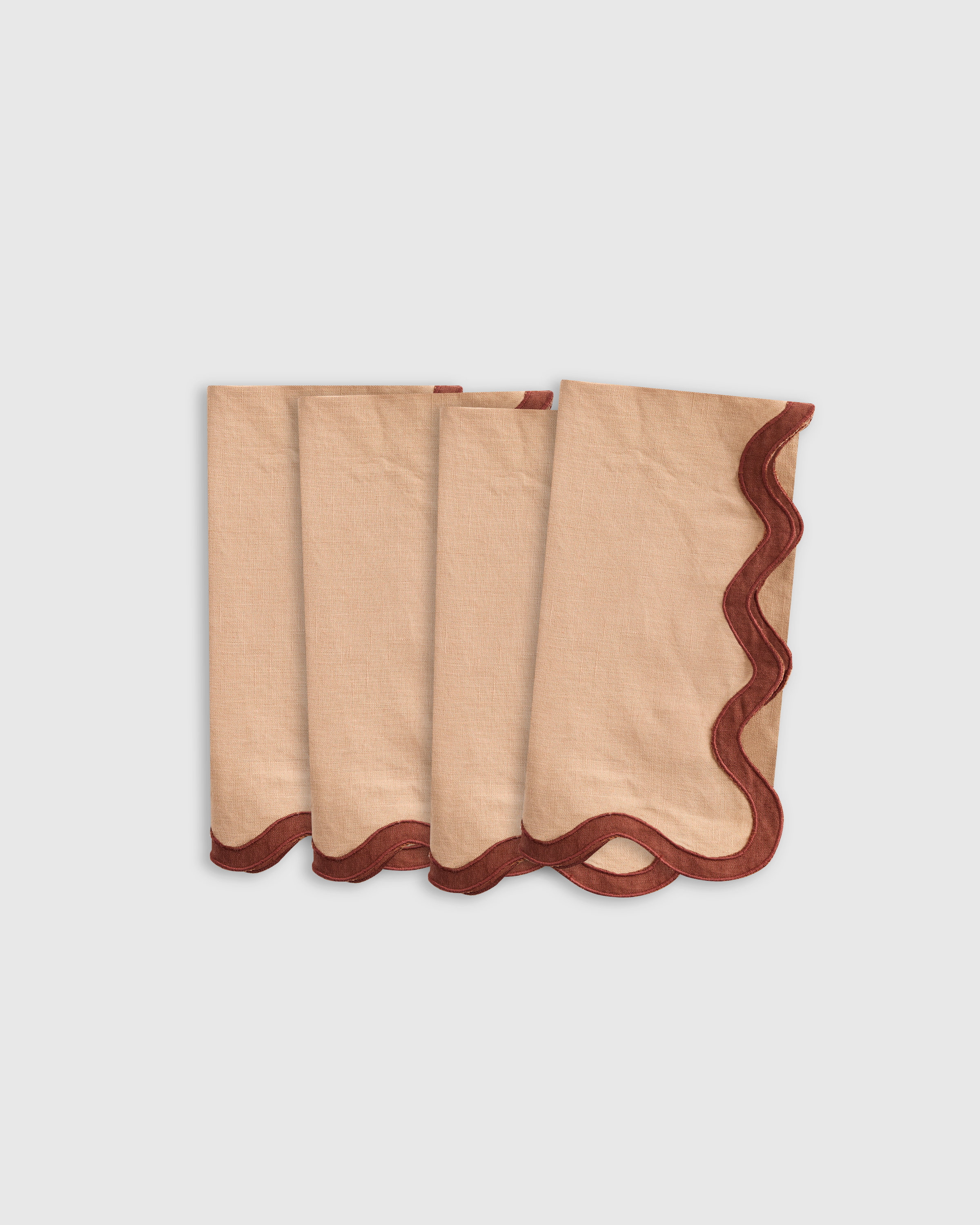 Desert Sunset/Bordeaux European Linen Scallop Edge Napkins (Set of 4)