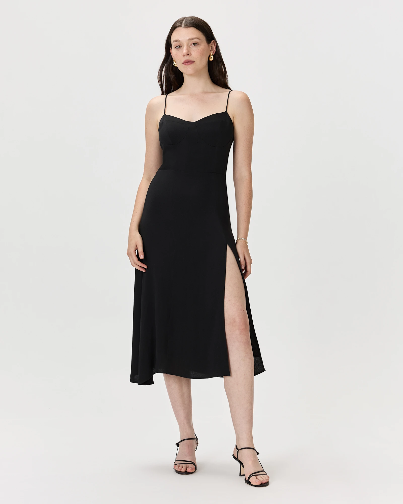 Lightweight Crepe Sweetheart Midi Dress