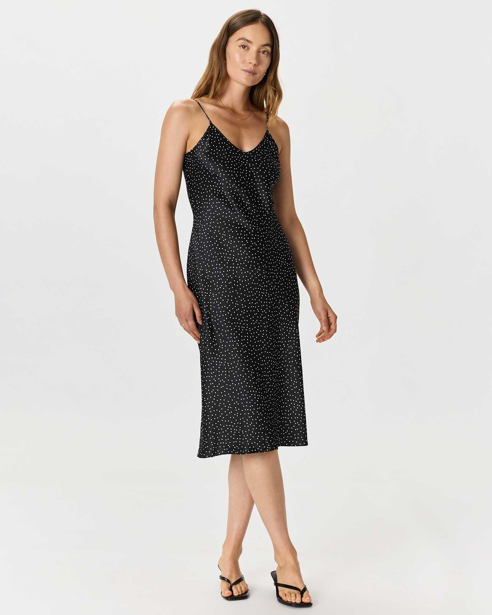 100% Washable Silk Slip Dress in Tiny Dot Black/ White 100% Washable Silk Slip Dress in Tiny Dot Black/ White