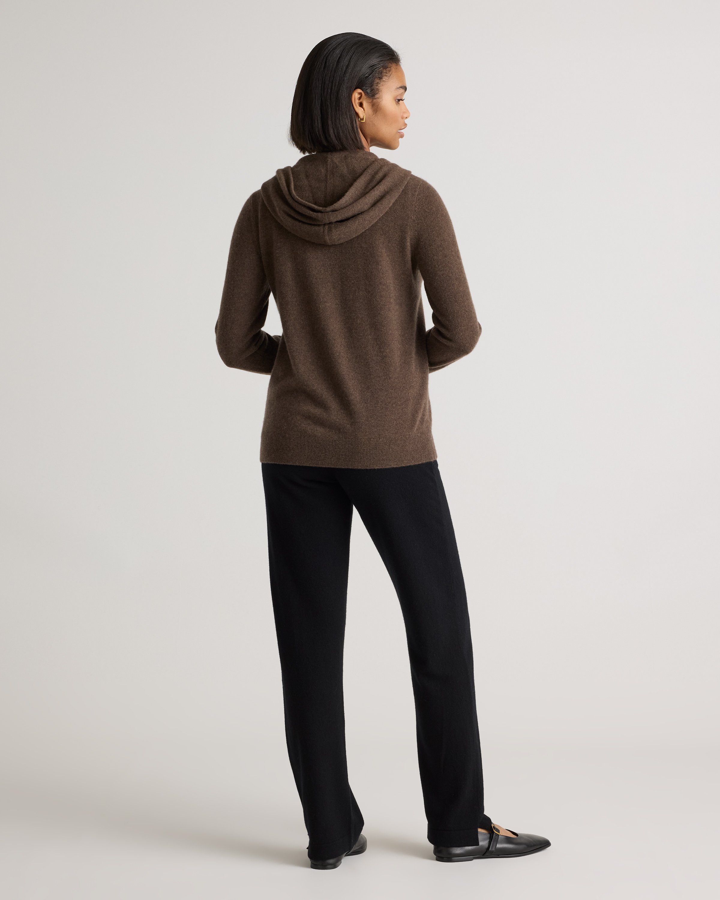 Cashmere Zip Hoodie in Brown