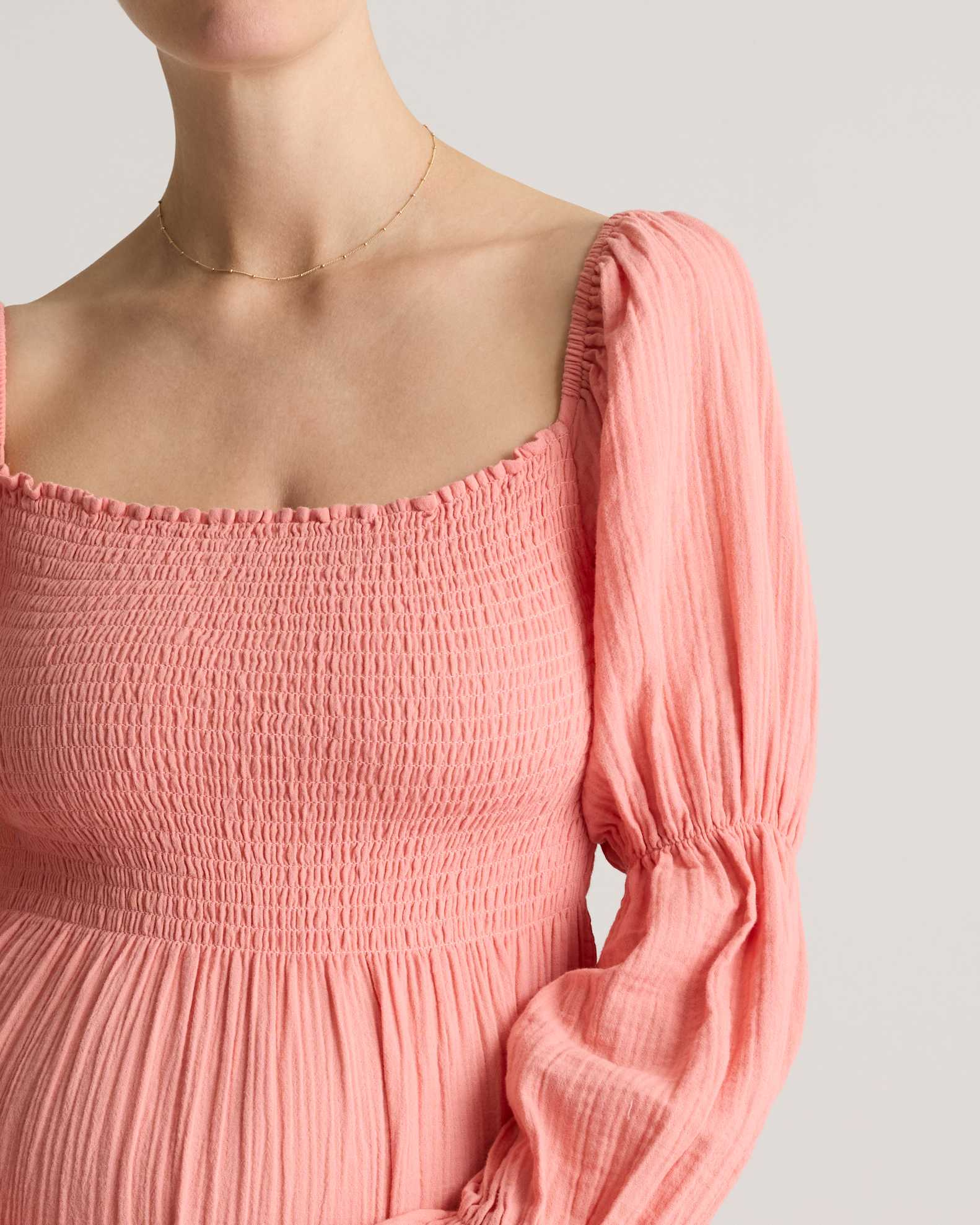 Women's Gauze Maternity Smocked Midi Dress in Coral Blush, Size XS, Organic Cotton by Quince Women's Gauze Maternity Smocked Midi Dress in Coral Blush, Size XS, Organic Cotton by Quince