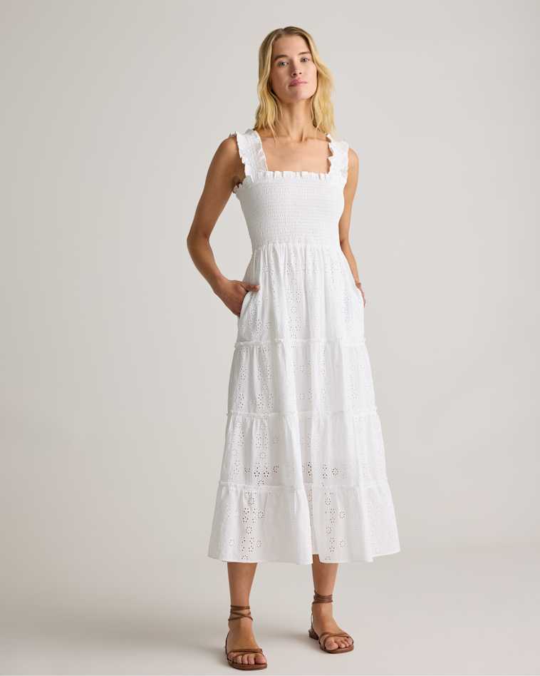 Quince Women's European Linen Scoop Neck Midi Dress, Breathable & Lightweight, Size XS, White Quince Women's European Linen Scoop Neck Midi Dress, Breathable & Lightweight, Size XS, White