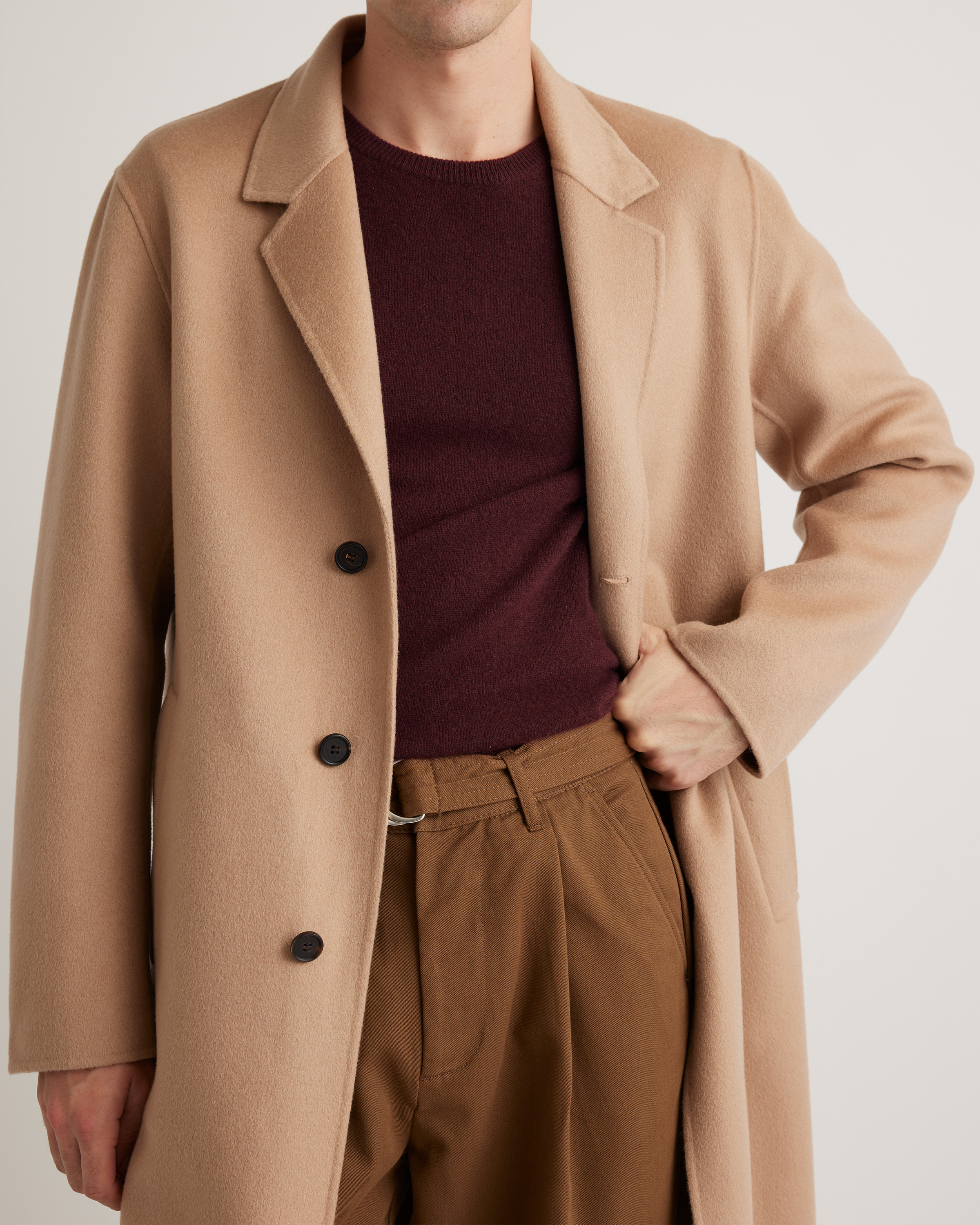 100% Mongolian Cashmere Double-Faced Overcoat in Camel