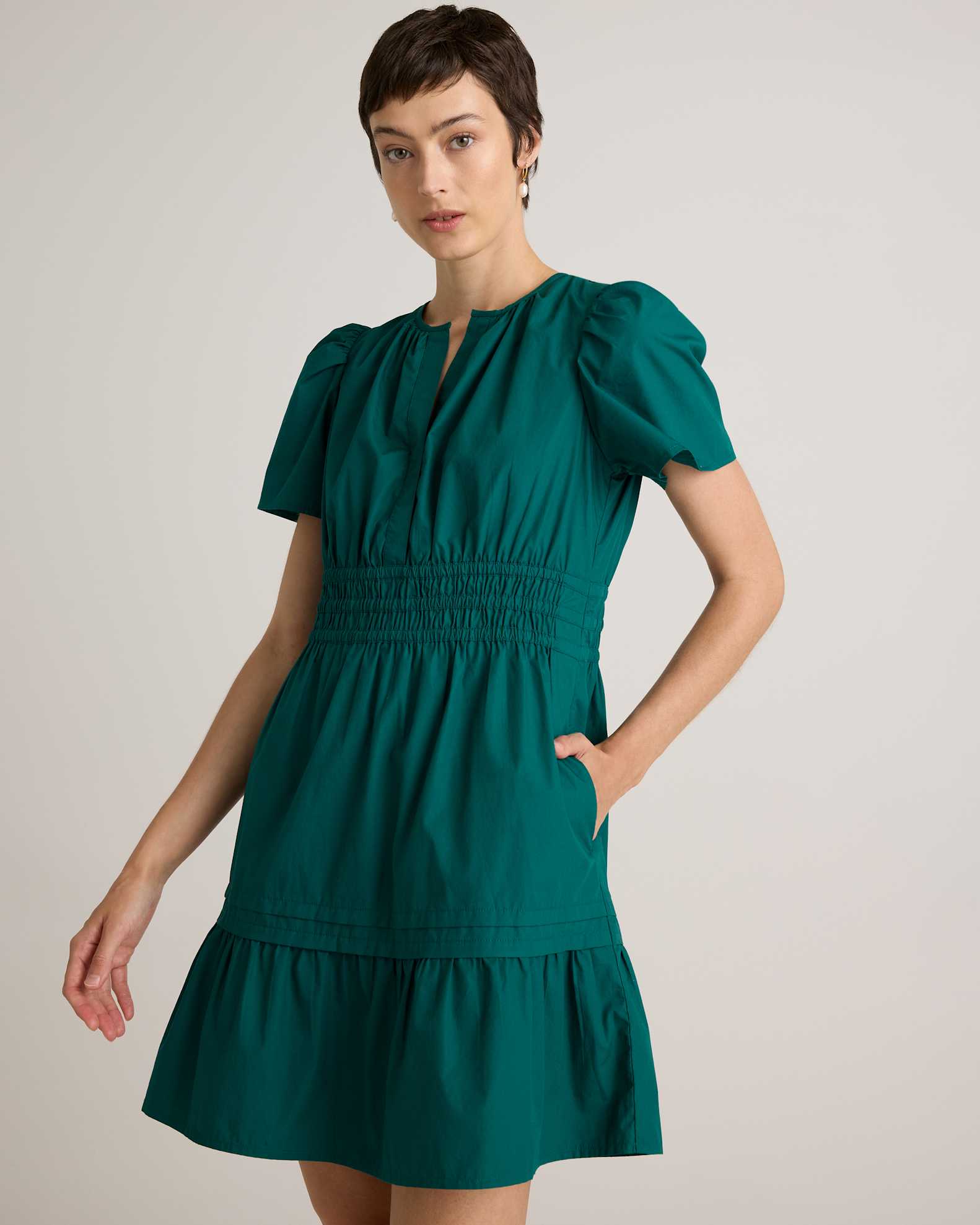 cotton poplin tiered mini dress 100% Organic Cotton Tiered Mini Dress in Vermilion Red