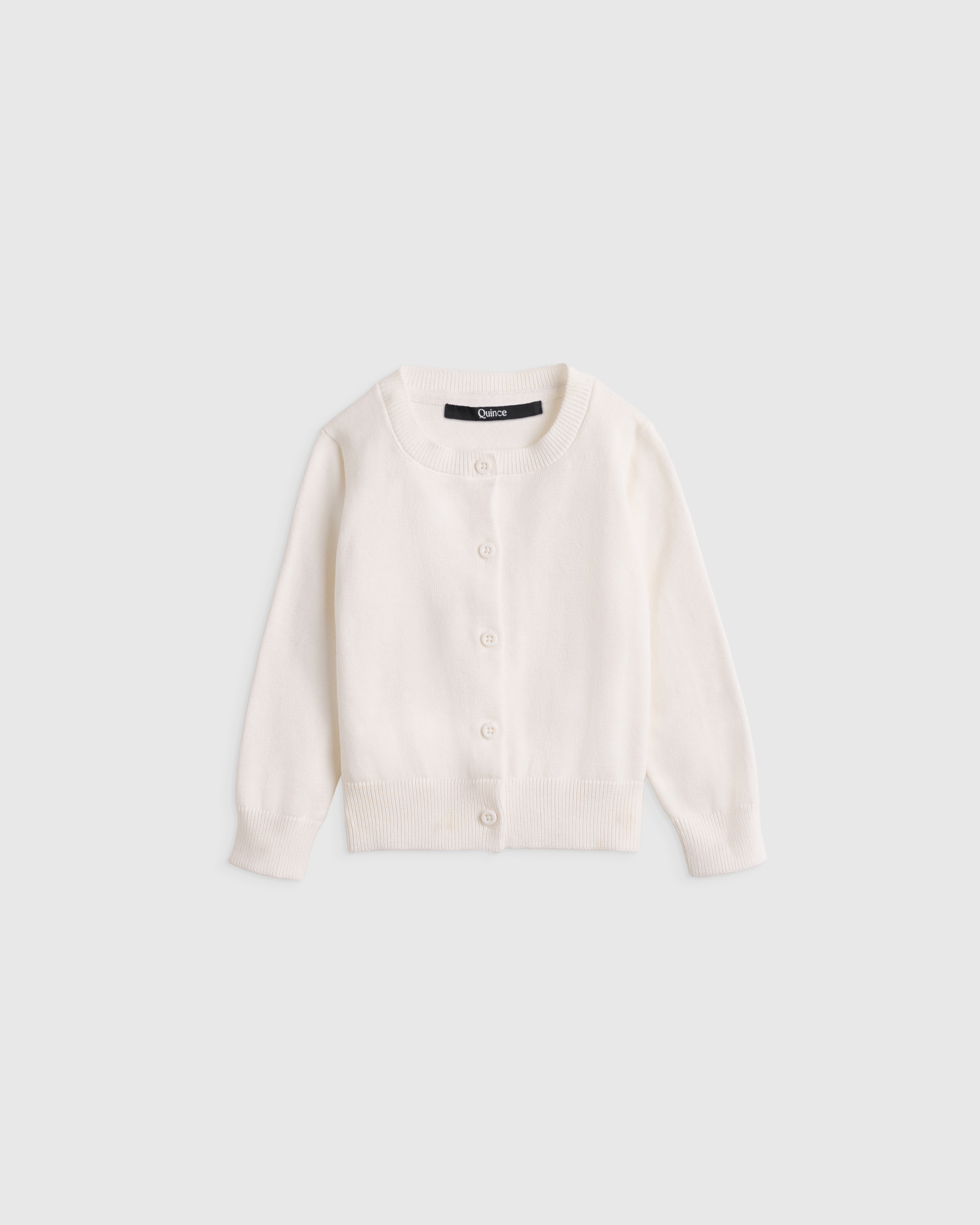 Ivory 100% Organic Cotton Crewneck Cardigan 