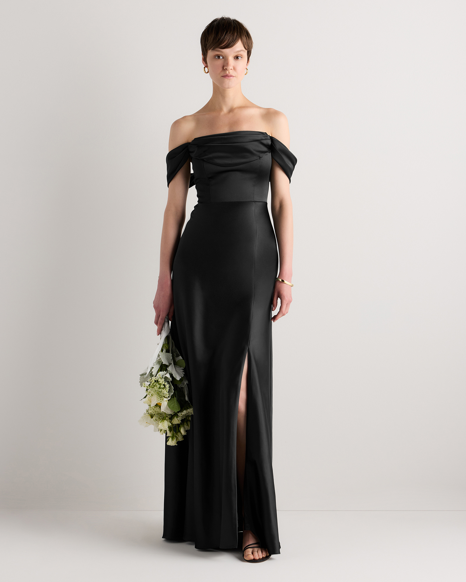 Black Aurora Stretch Satin Convertible Dress