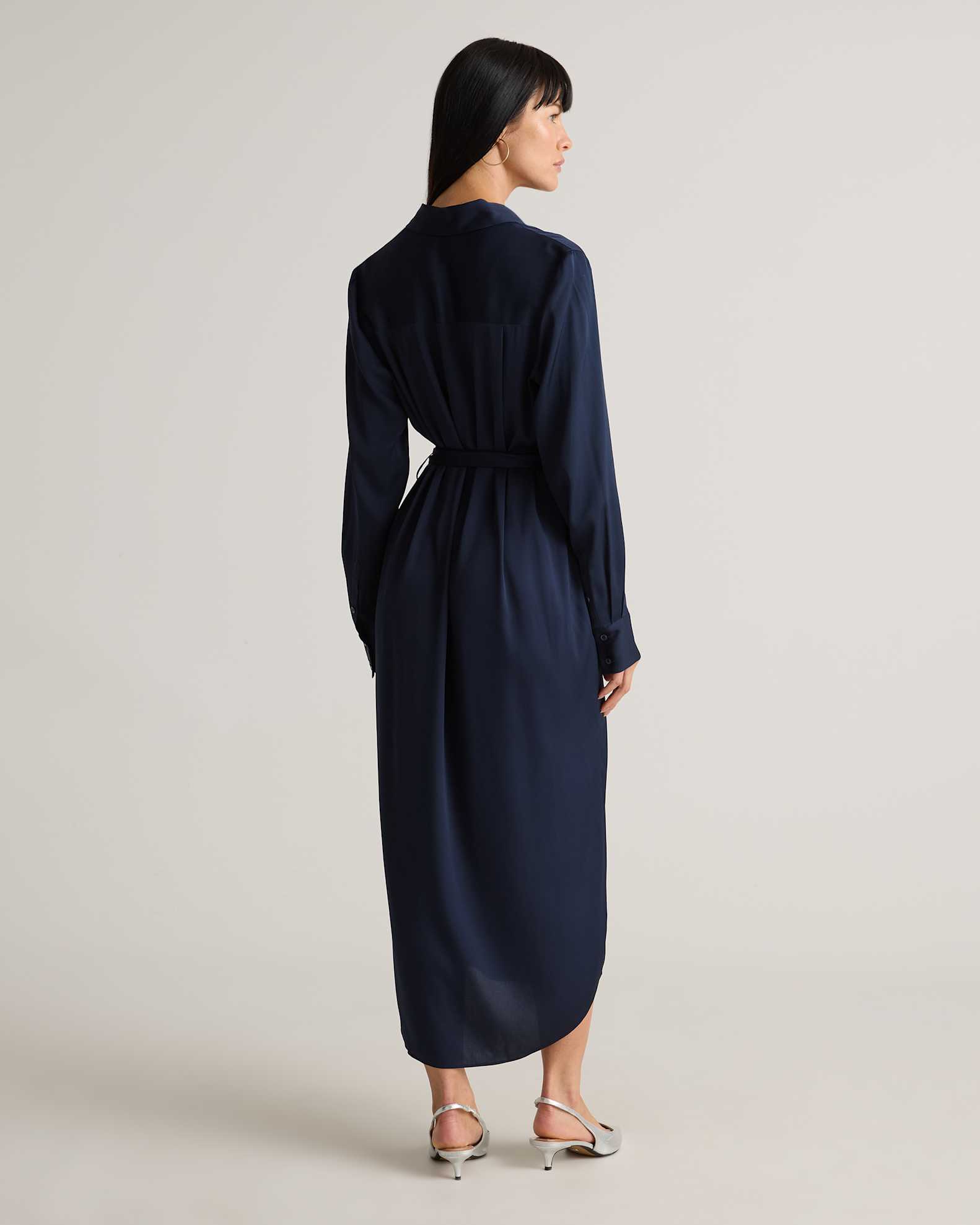 navy blue silk shirt dress After Six Women's Shirtdress Gown - Blue