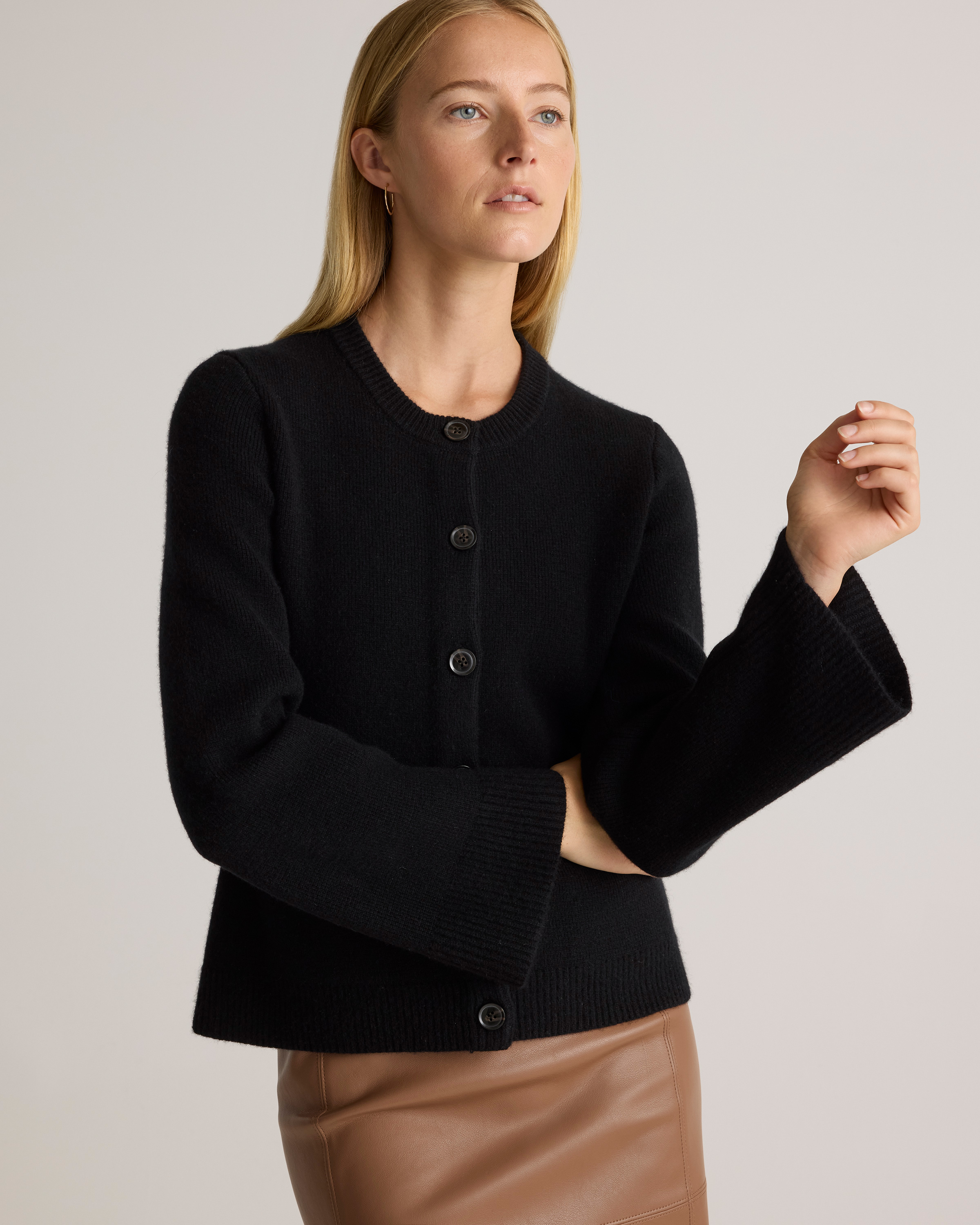 Mongolian Cashmere Structured Cardigan in Black display picture 1