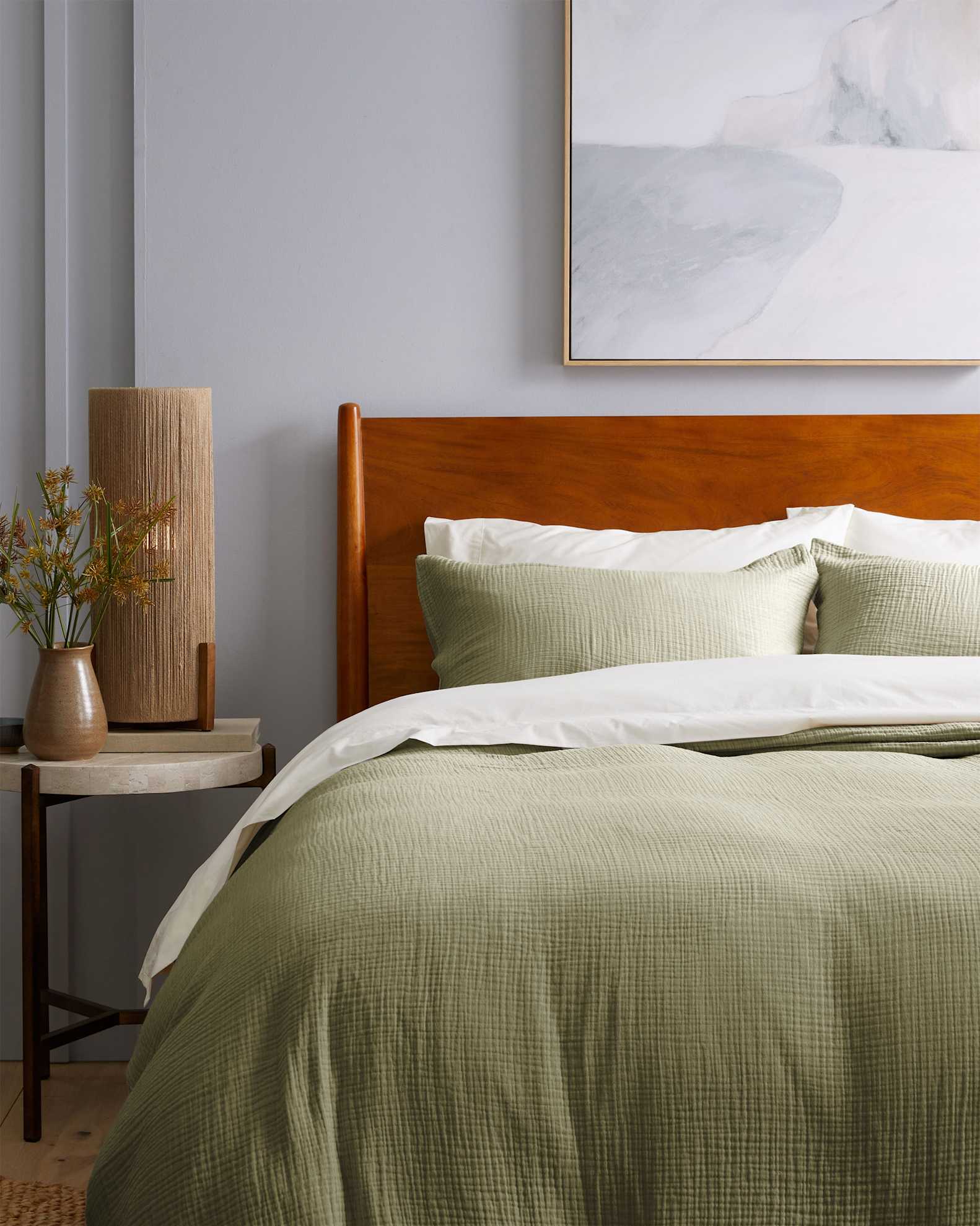 Organic Airy Gauze Duvet Cover Set Quince in Olive