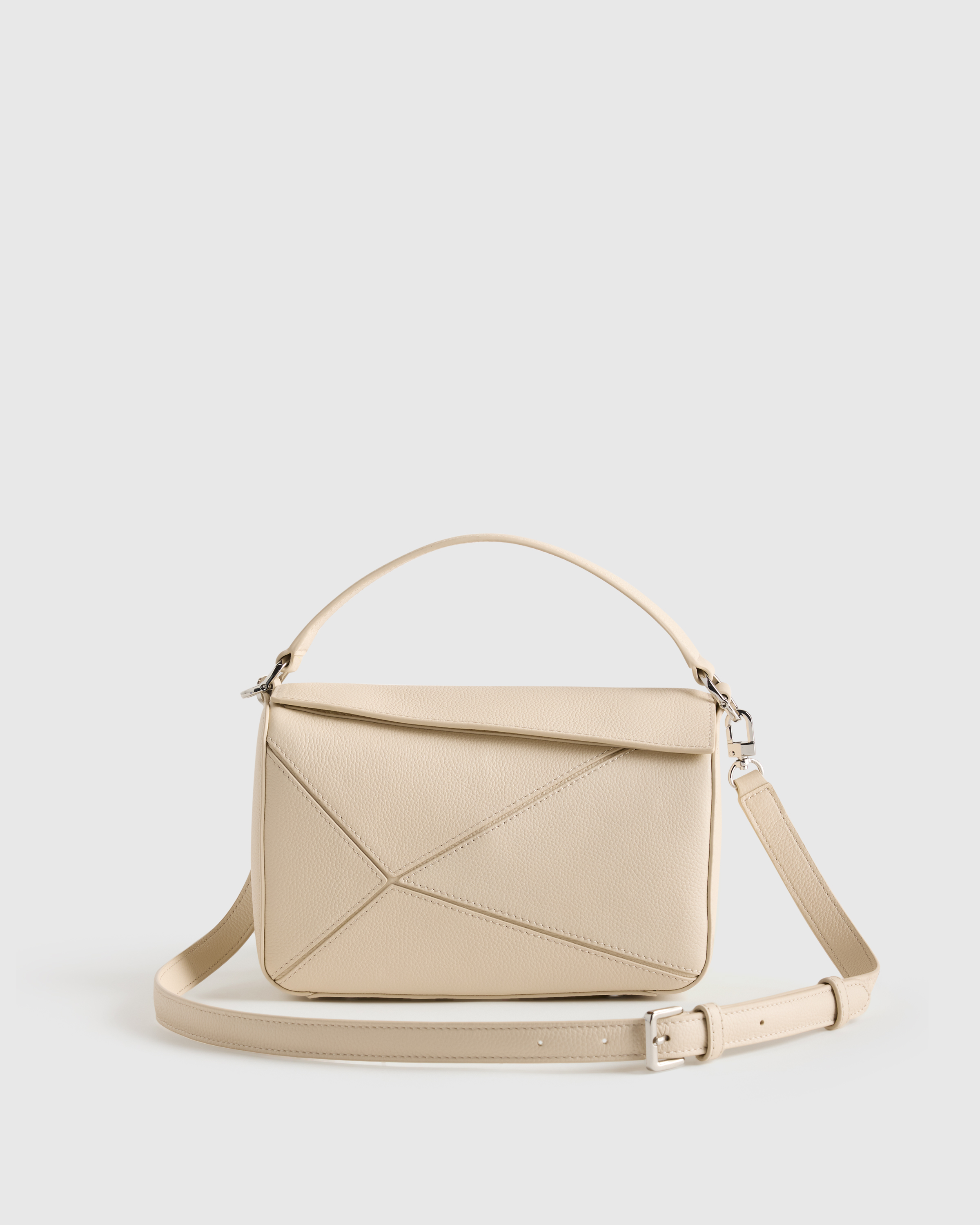 Soft Ivory Italian Leather Patchwork Crossbody