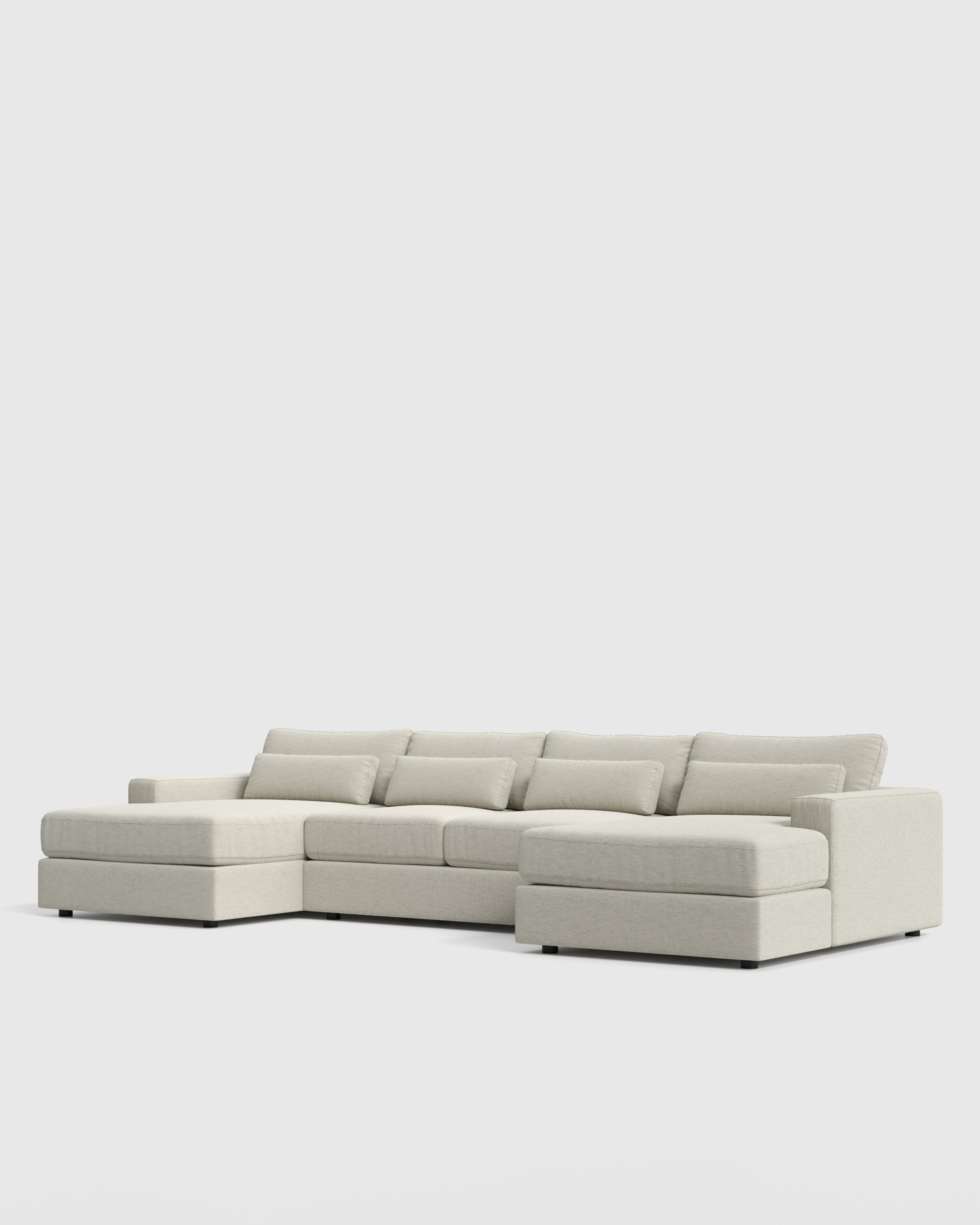Square Arm Deep Seat U Sectional Flax Front angle