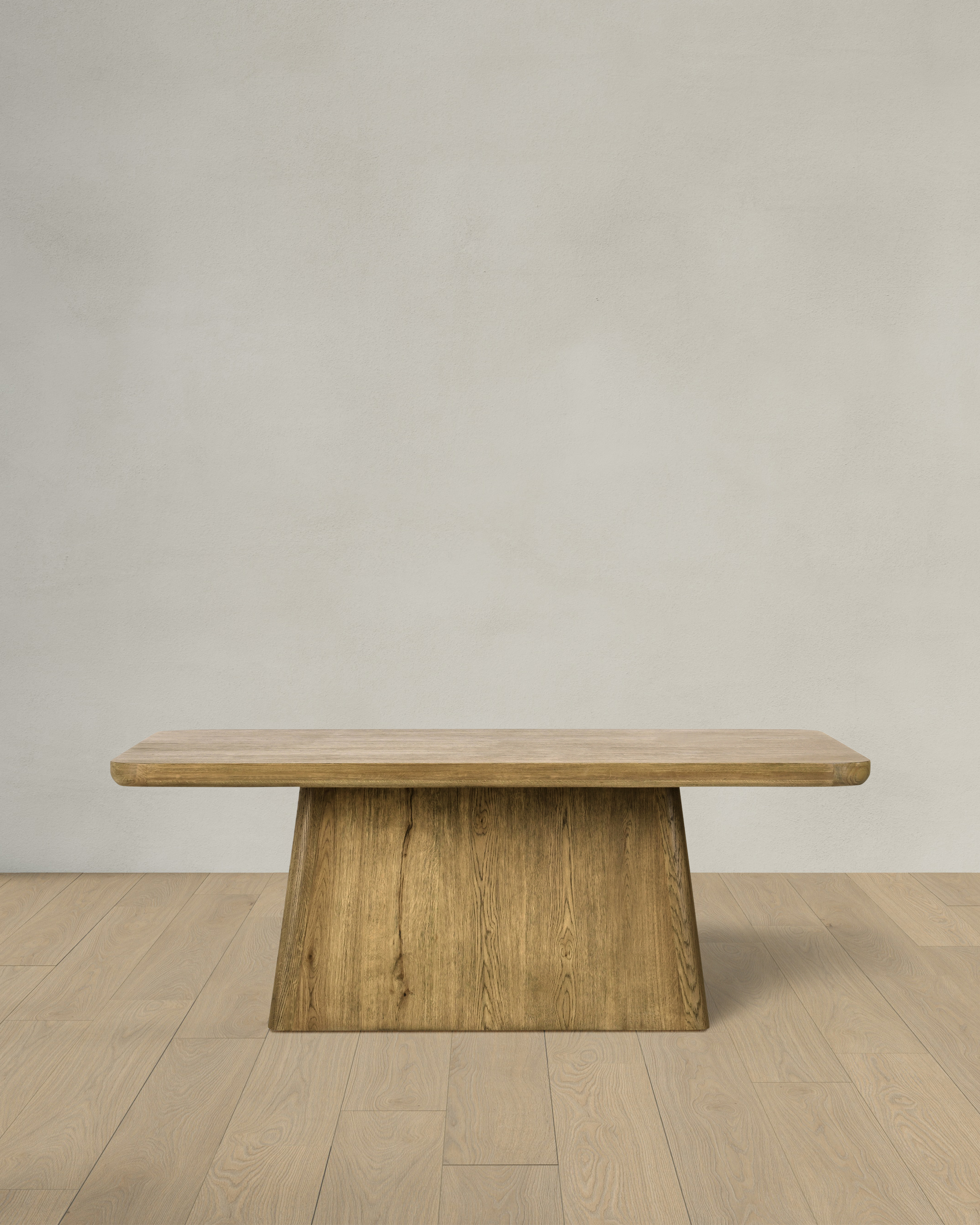 Light Brown Rustic Oak Plinth Dining Table