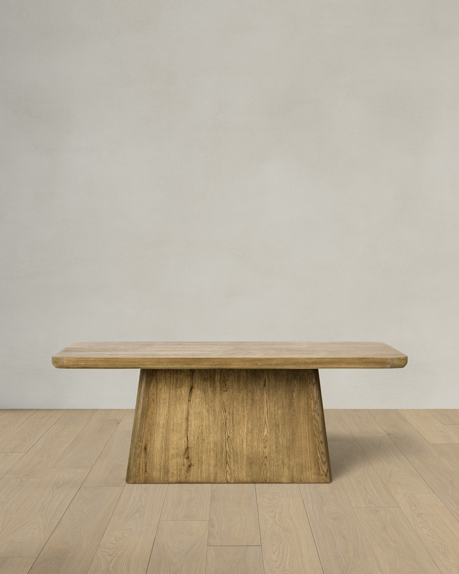 Rustic Oak Dining Table with Plinth Base - 71 Light brown