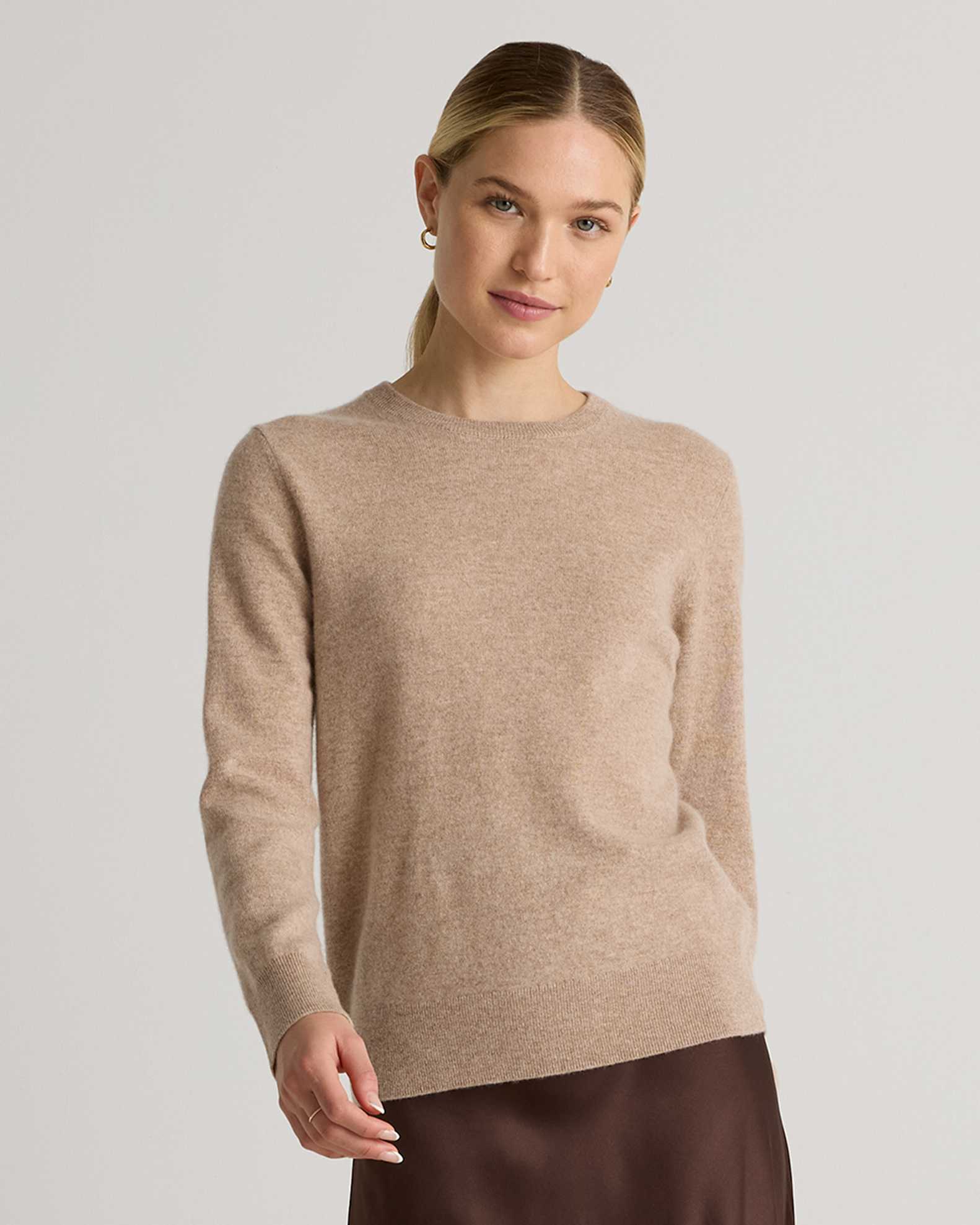 Mongolian Cashmere Crewneck Sweater in Oatmeal