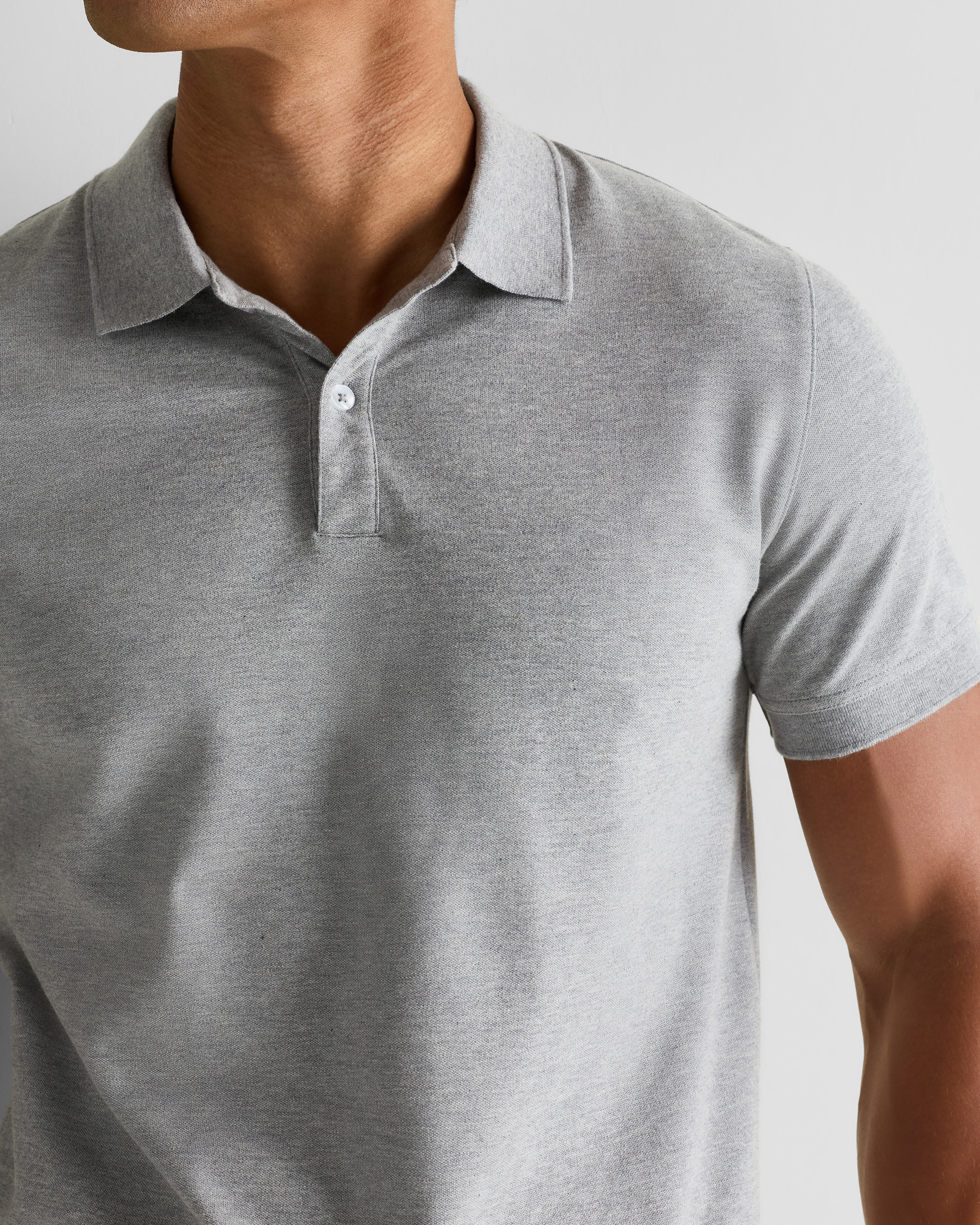 Organic Cotton Pique Polo in Heather Grey