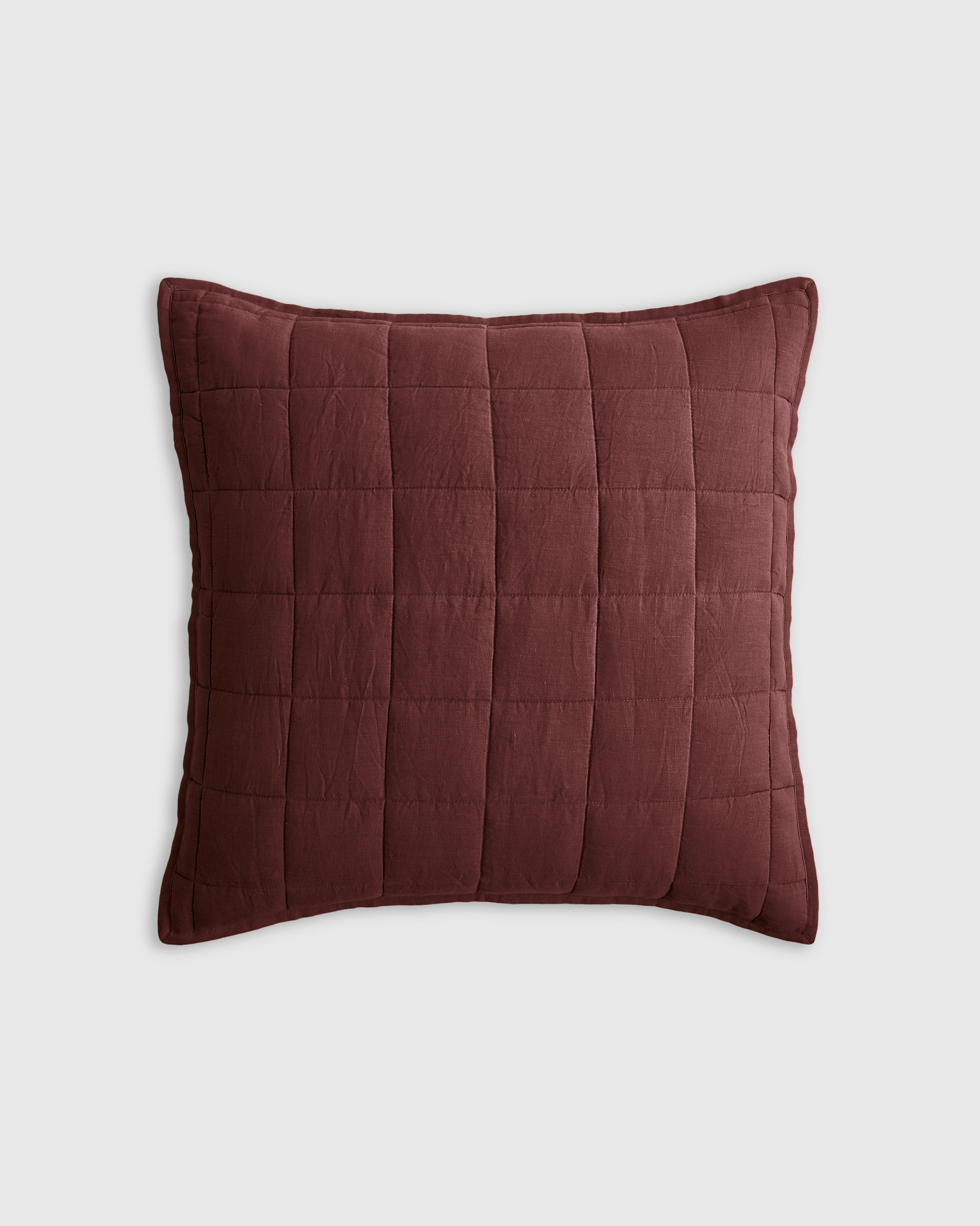 Burgundy European Linen Box Quilted Euro Sham