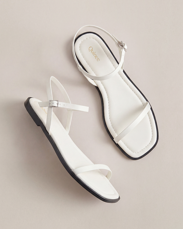Italian Leather Ankle Strap Flat Sandal