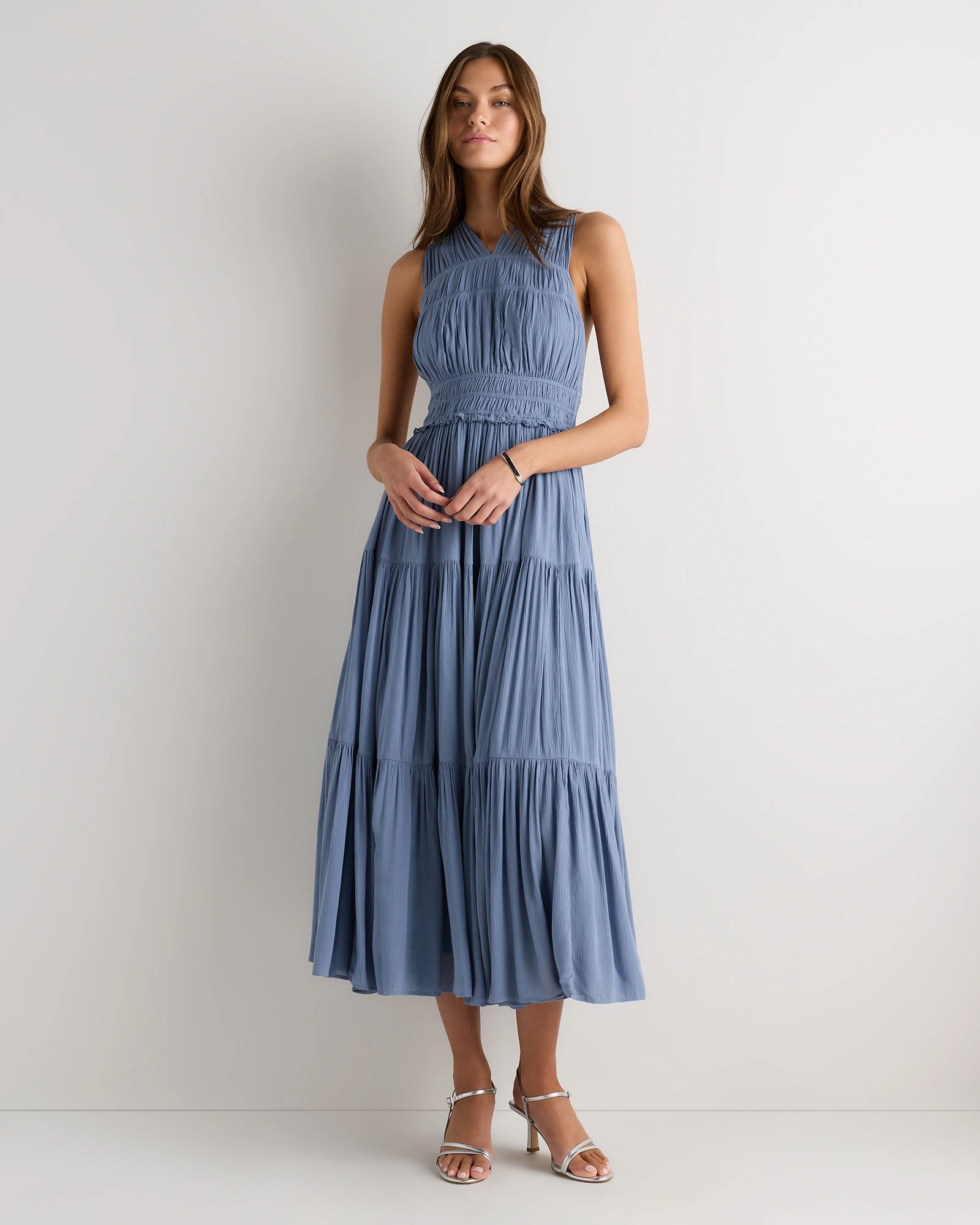 Crinkle Crepe Open Back Maxi Dress