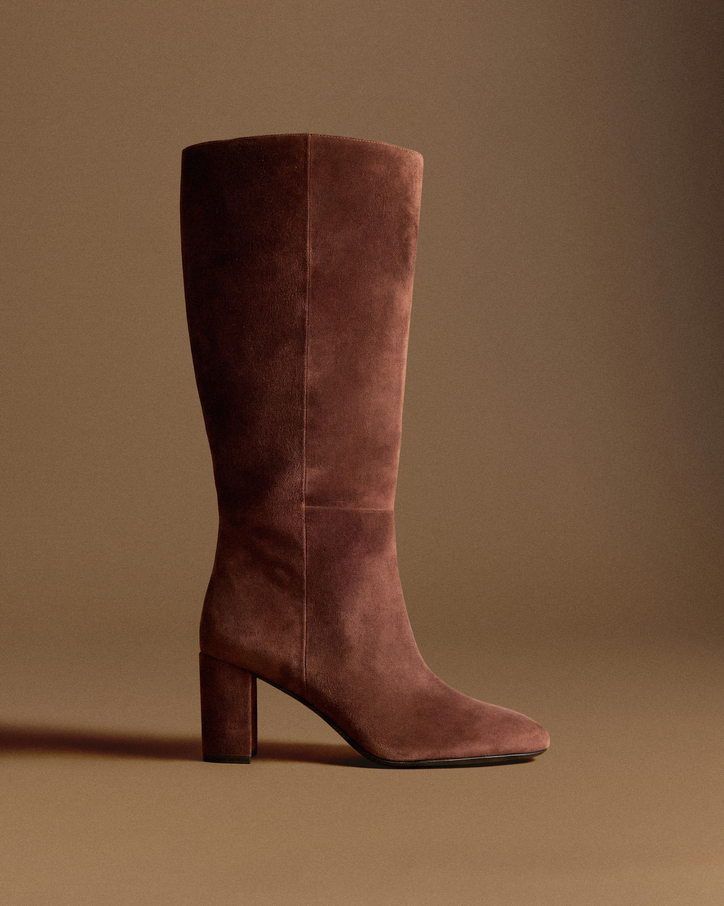 Espresso Brown Italian Suede Block Heel Boots