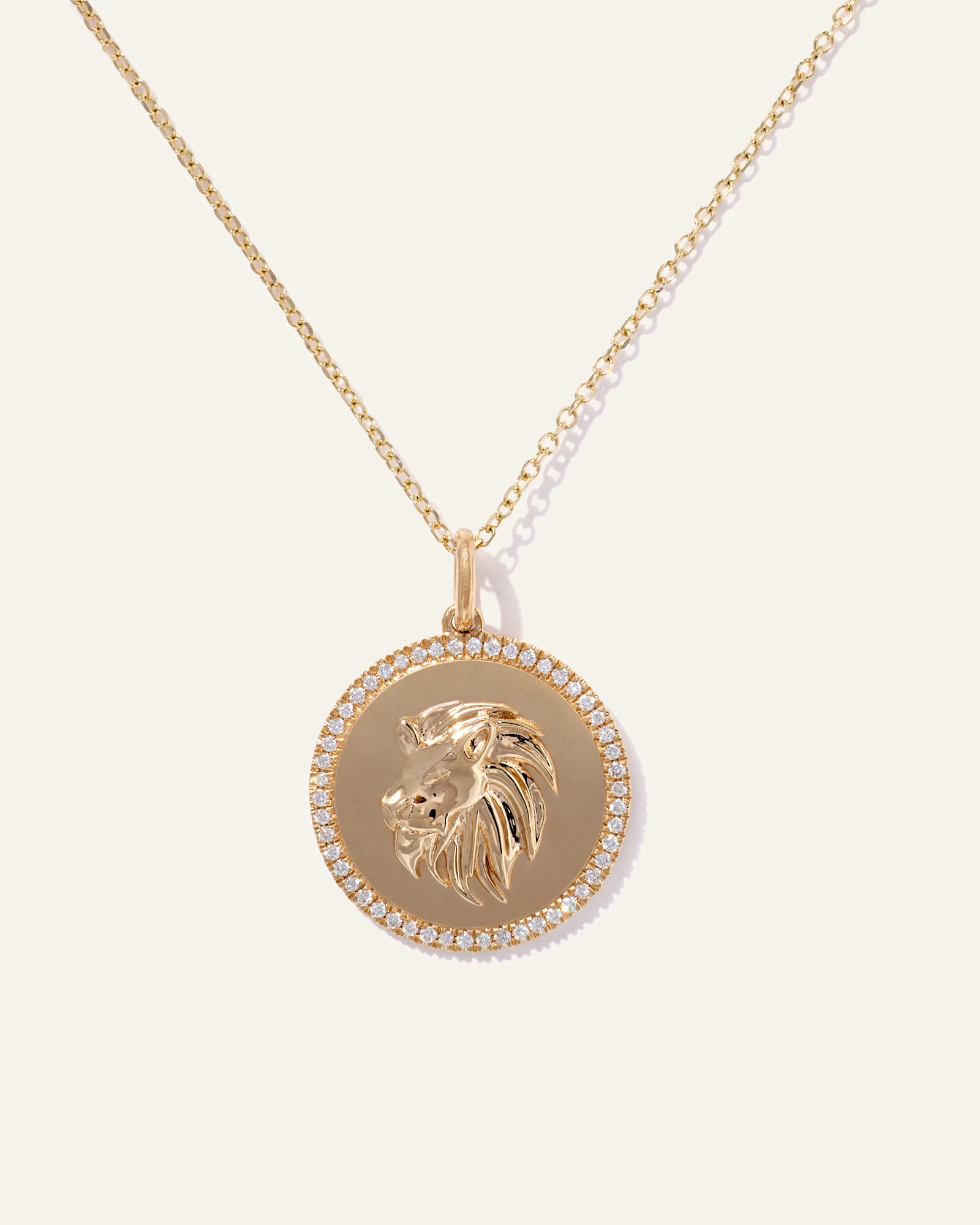 14k Gold Pave Zodiac Medallion Necklace in Yellow Gold