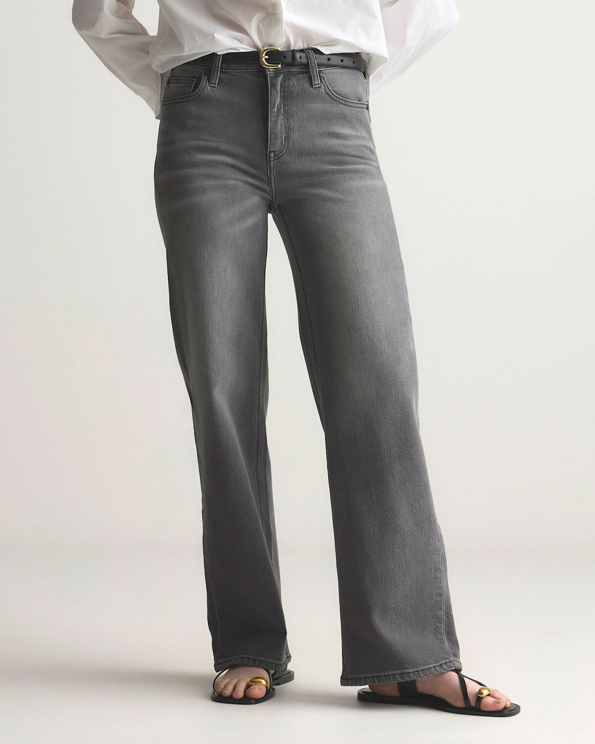 Bella Stretch Relaxed Straight Jeans in Stonewashed Grey