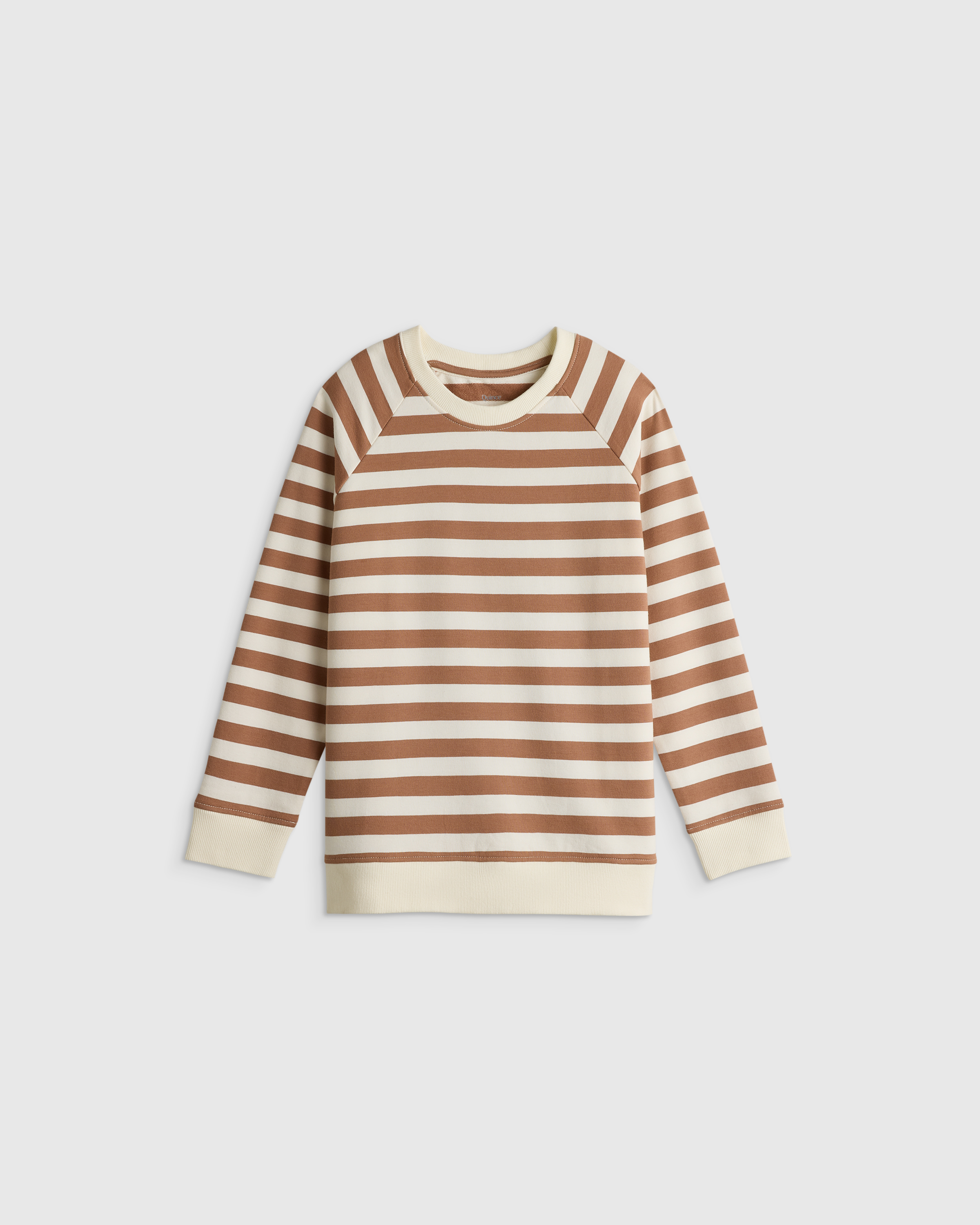 Brown Stripe Organic Cotton French Terry Crew Neck Sweatshirt 