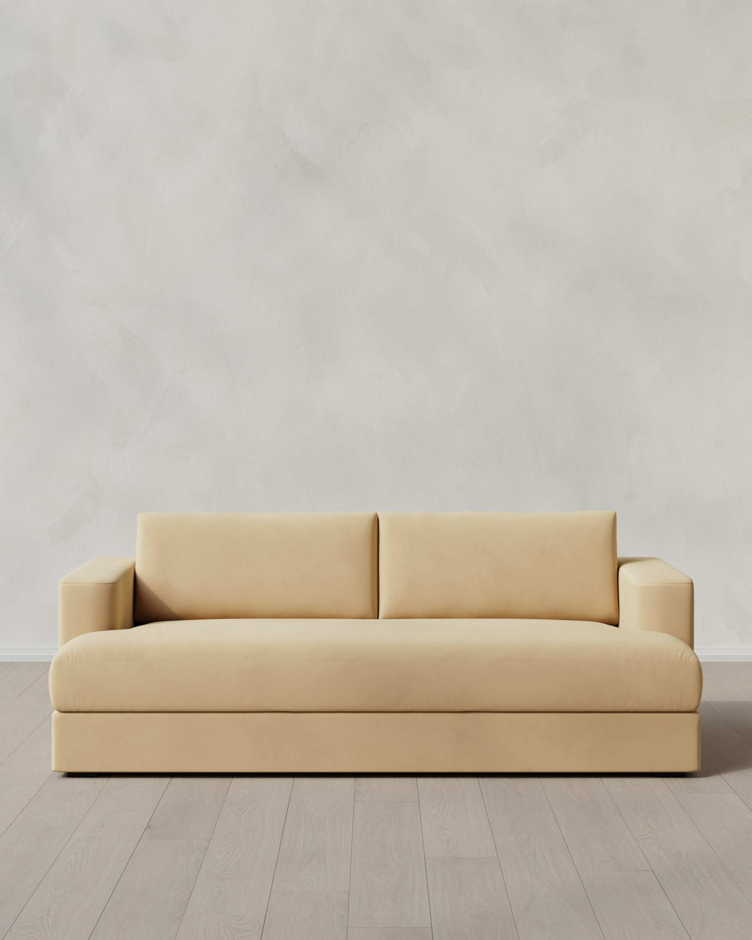 Linen Sierra Curved Arm Sofa in Performance Velvet