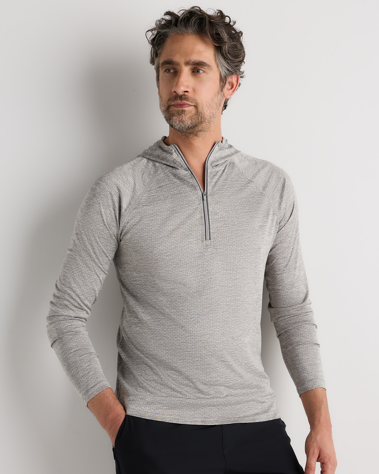 Heather Grey Mesh Performance Training Quarter Zip Hoodie