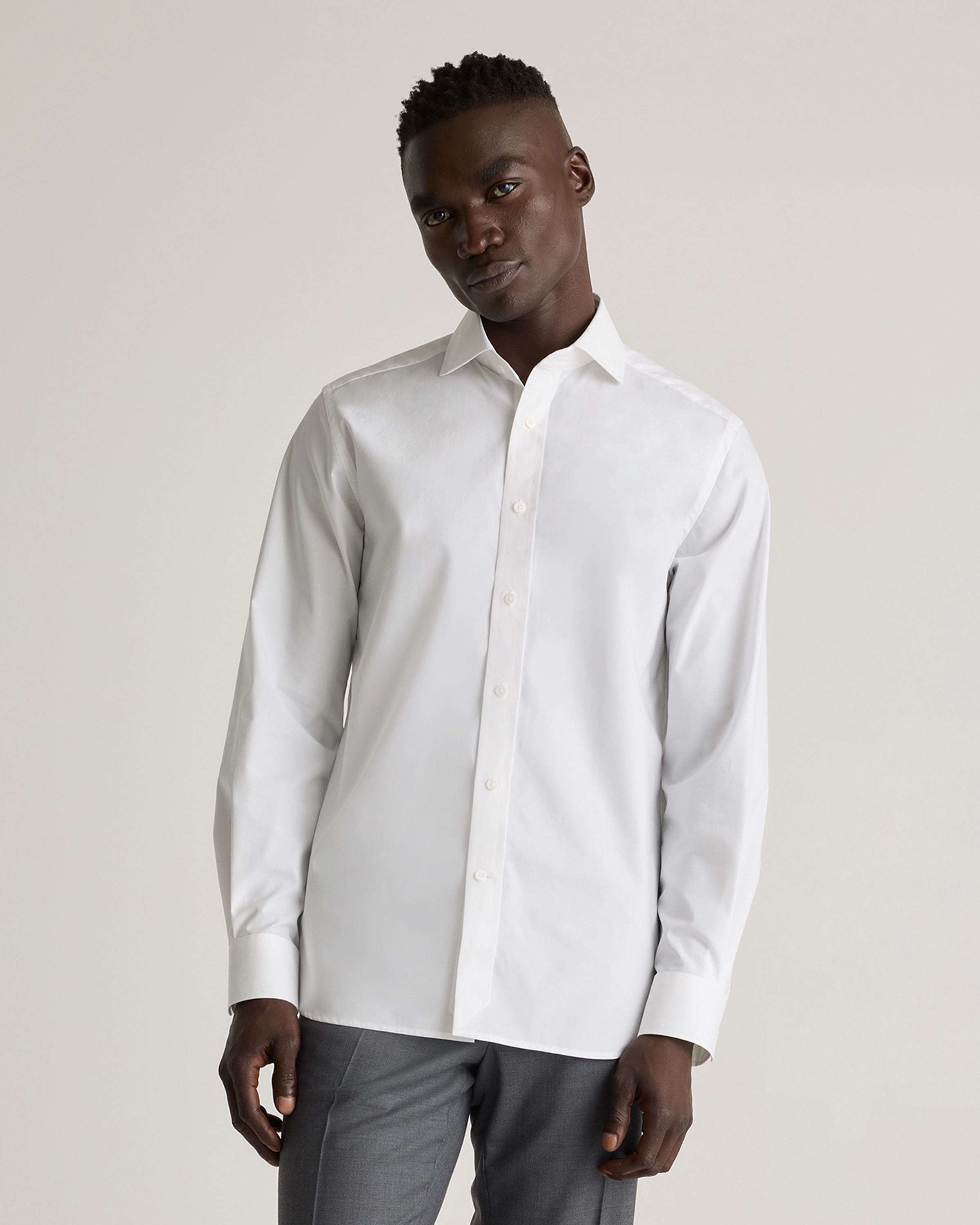 White Organic Cotton Stretch Poplin Dress Shirt