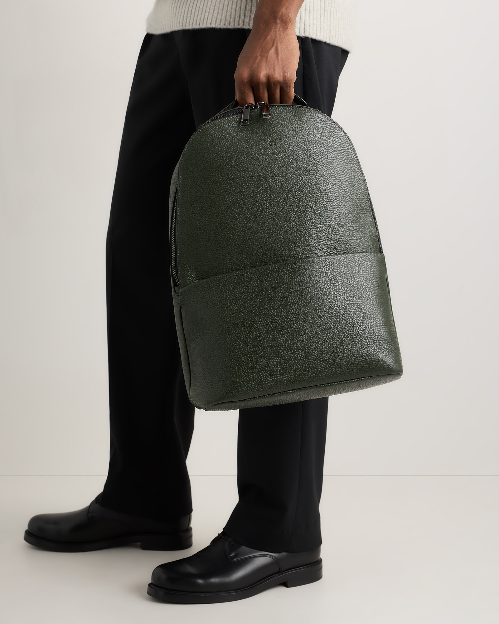 dark green leather backpack Bennett Winch Black for Men Gift for traveler man Green Full Leather Backpack