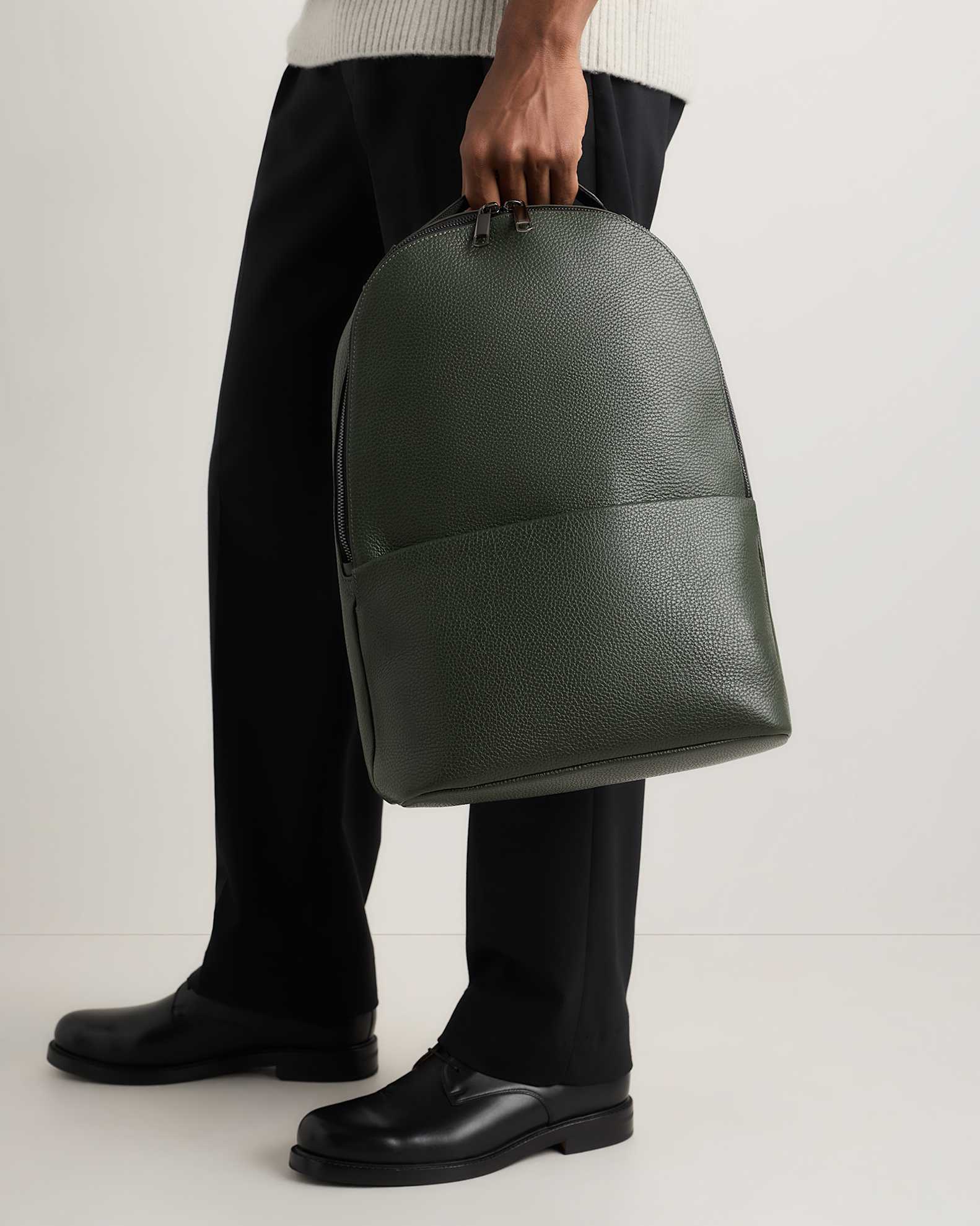 dark green leather backpack Bennett Winch Black for Men Gift for traveler man Green Full Leather Backpack