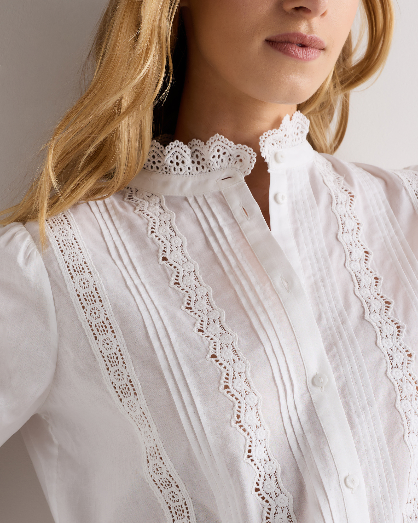 Organic Cotton Voile Lace Blouse