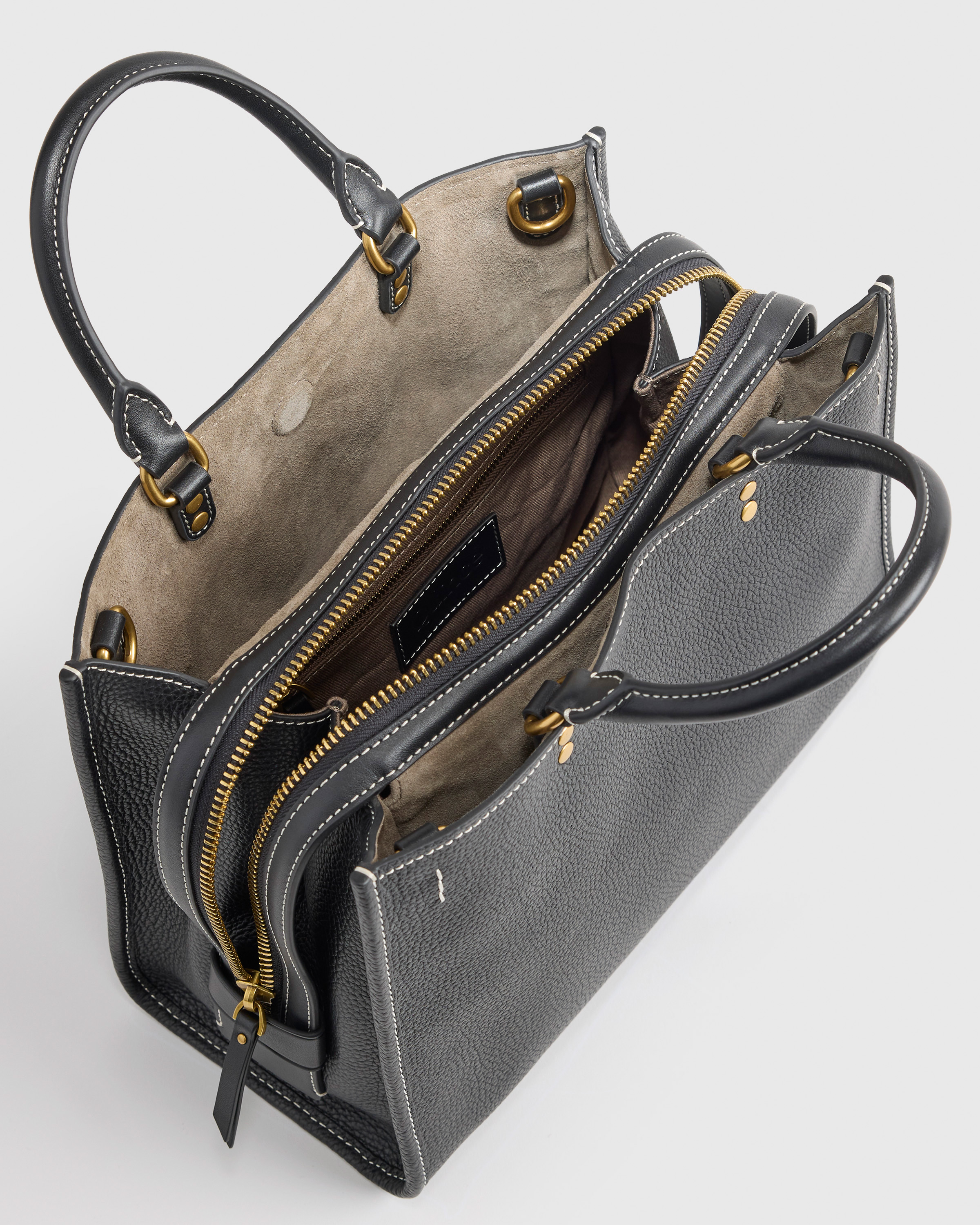 Italian Leather Medium Convertible Satchel - Thumbnail 5