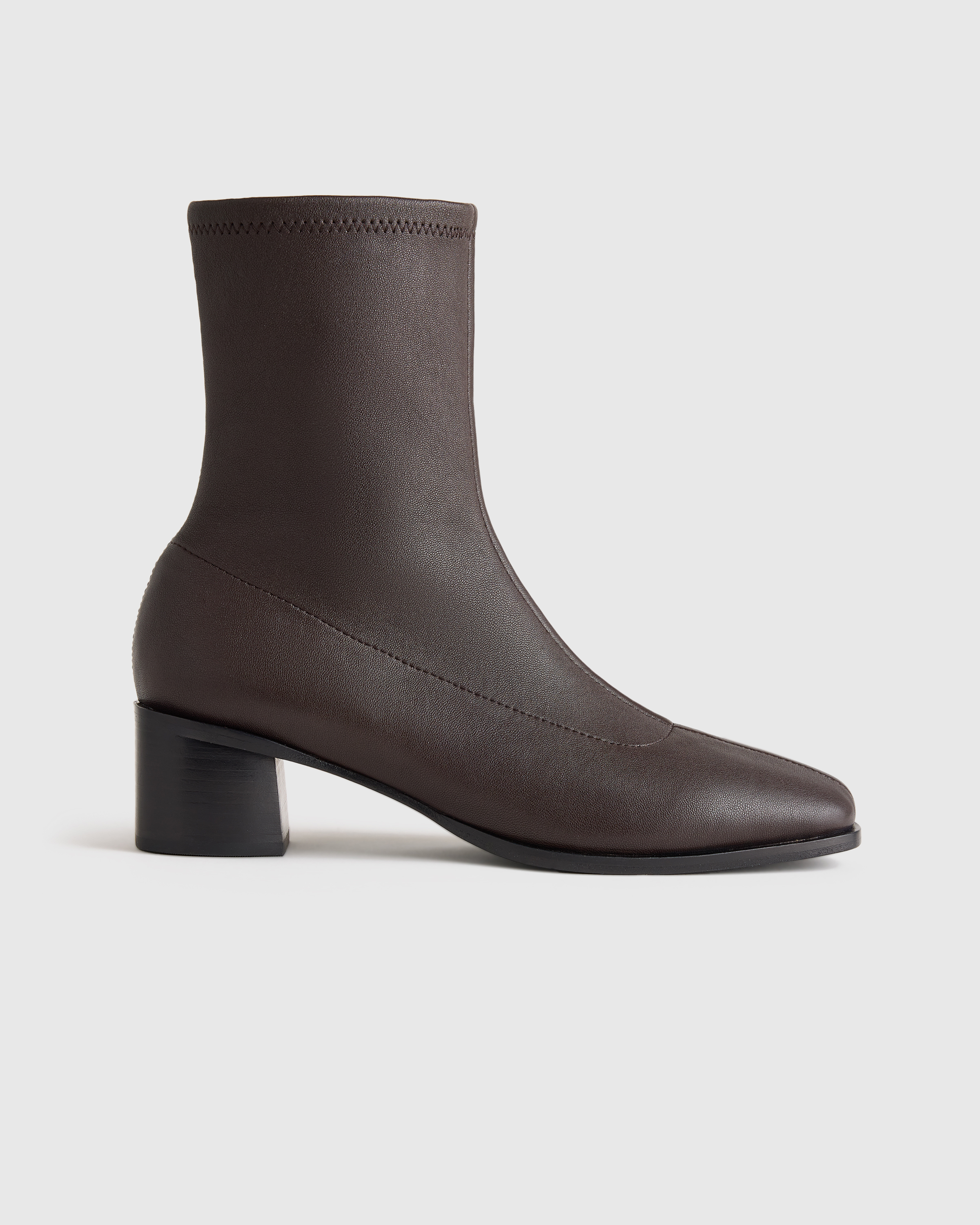 Coffee Bean Italian Leather Stretch Sock Bootie