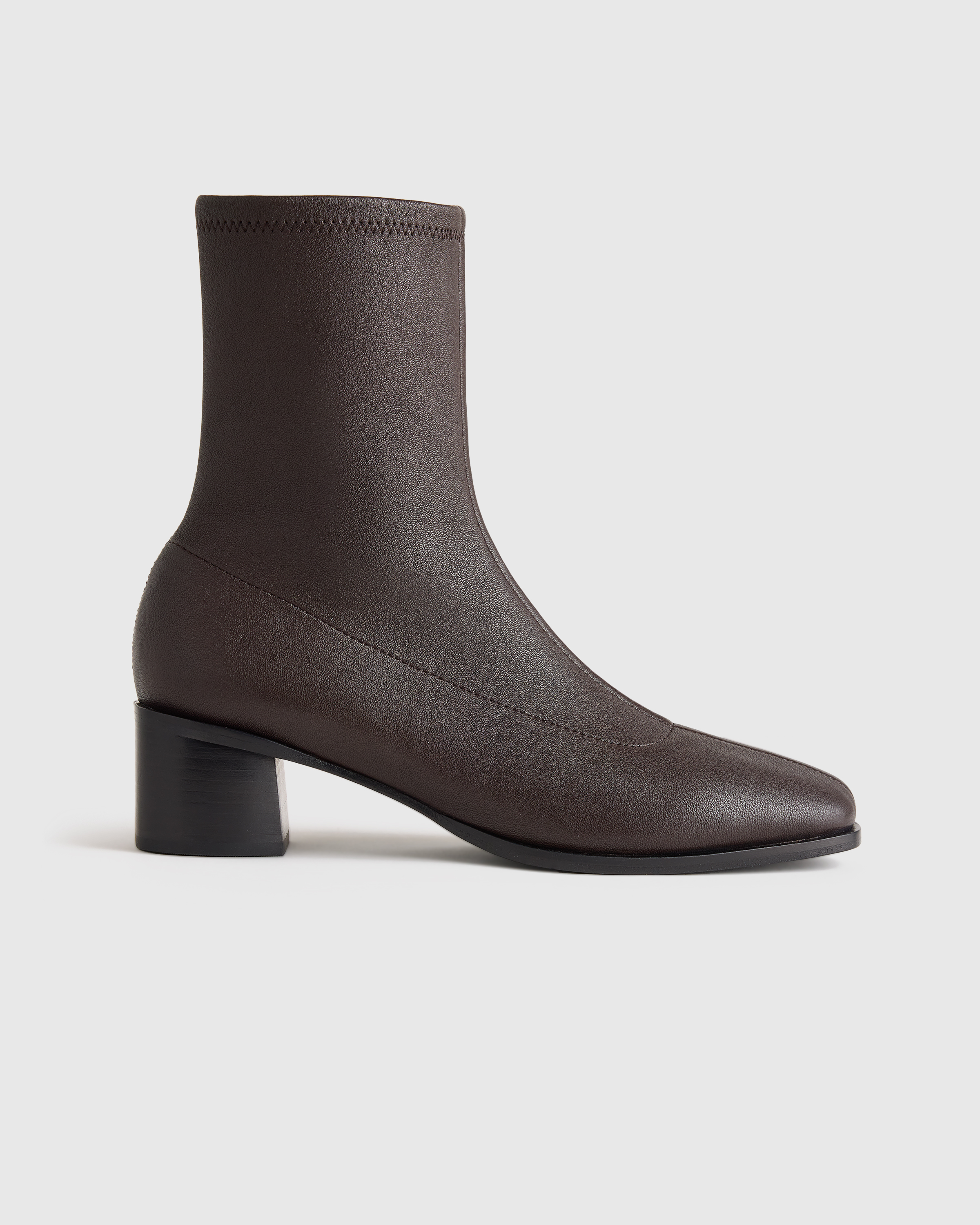 Coffee Bean Italian Leather Stretch Sock Bootie