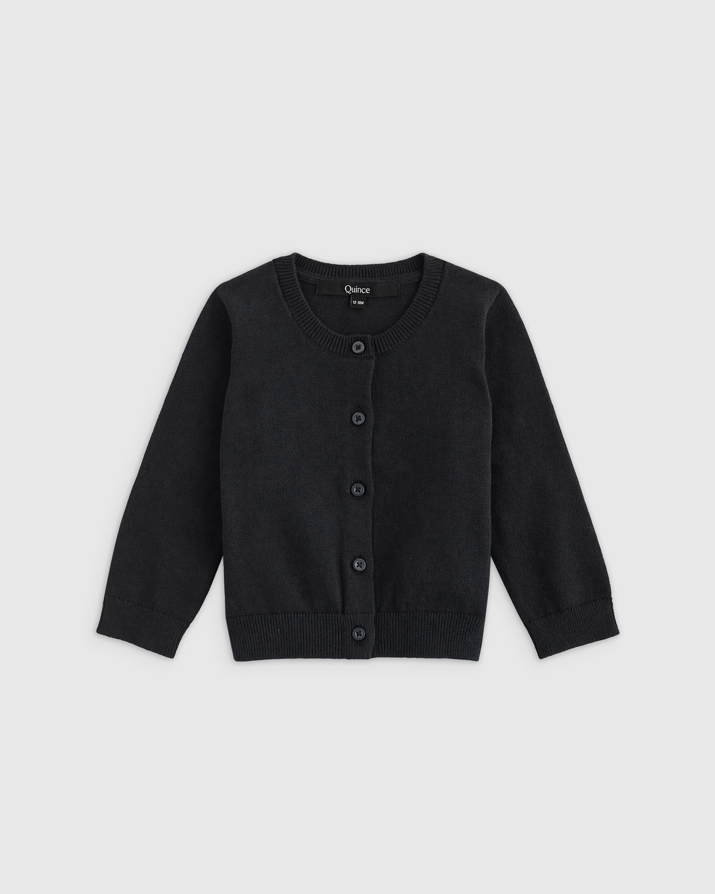Black 100% Organic Cotton Crewneck Cardigan 