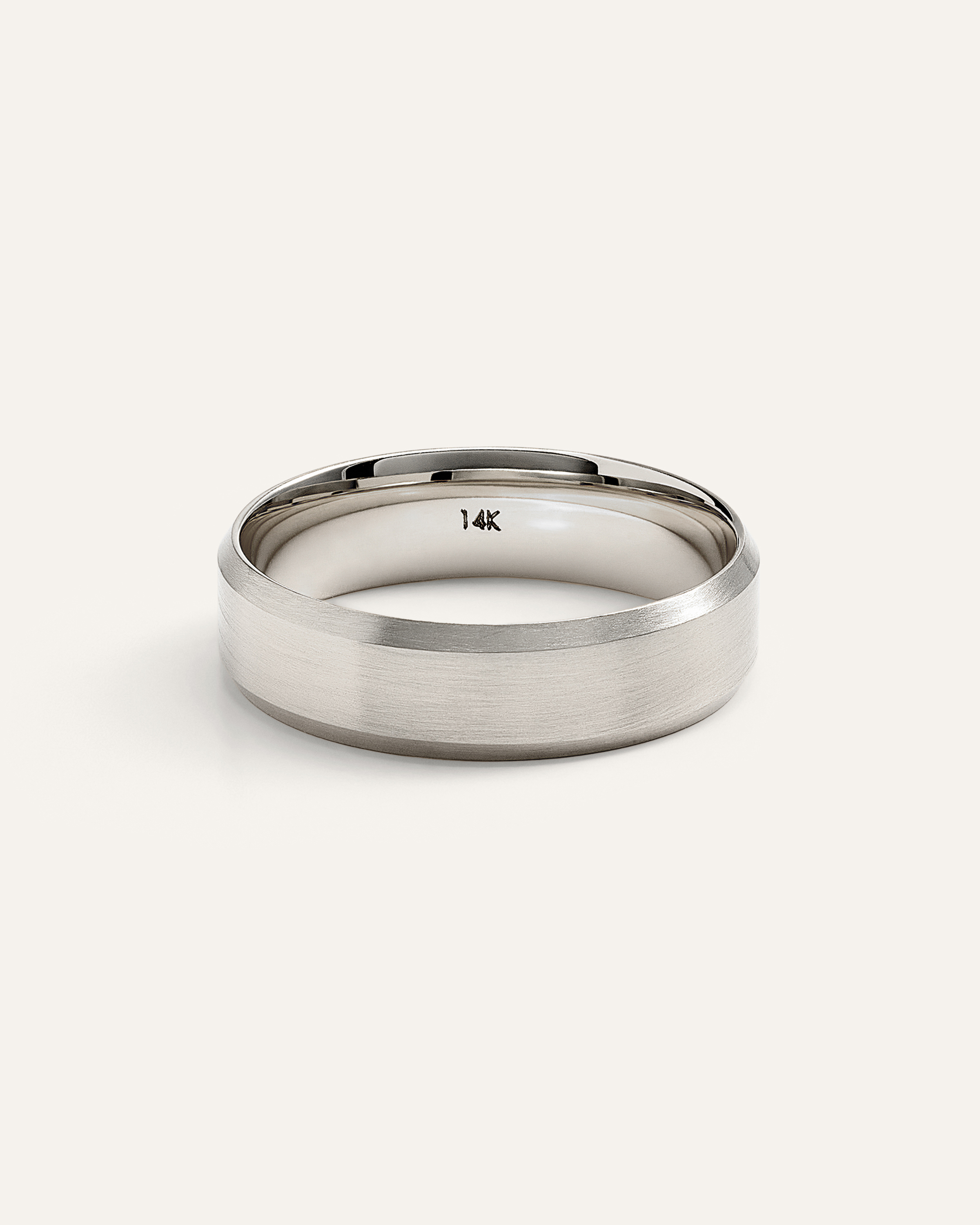 White Gold Beveled Edge Satin Finish Band
