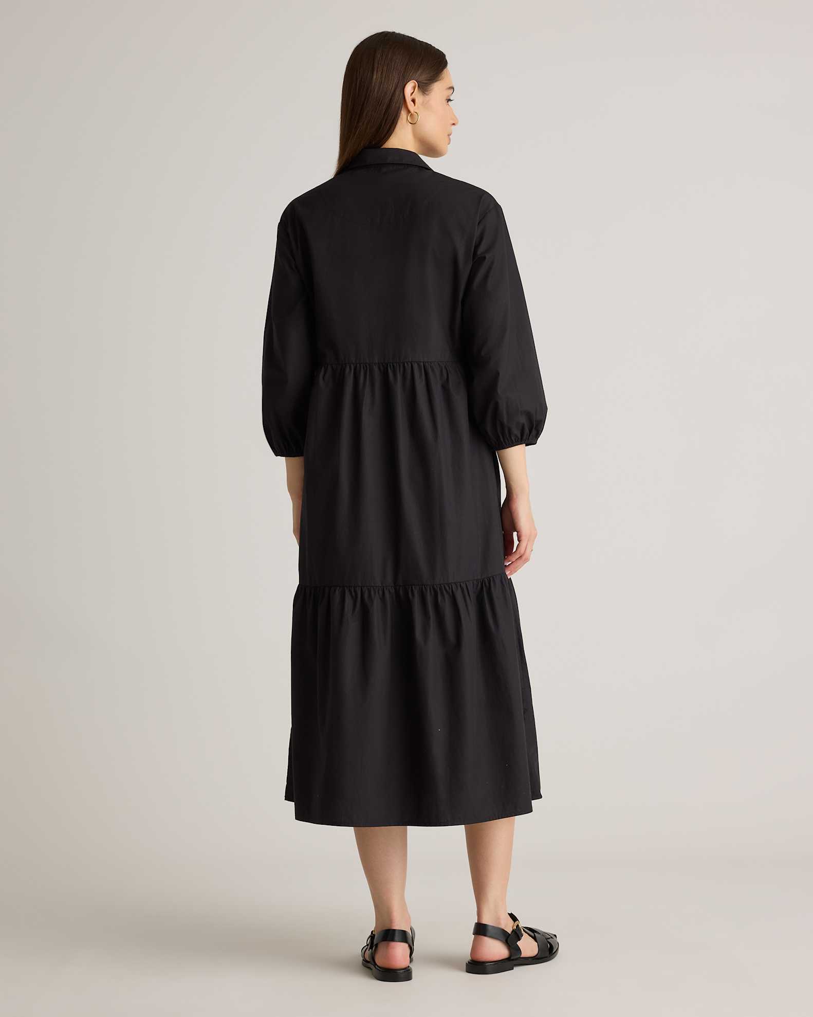 Quince Women's Organic Cotton Poplin Midi Tunic Dress, Black, Size XL - Comfortable, Breathable & Versatile for All Seasons Quince Women's Organic Cotton Poplin Midi Tunic Dress, Black, Size XL - Comfortable, Breathable & Versatile for All Seasons