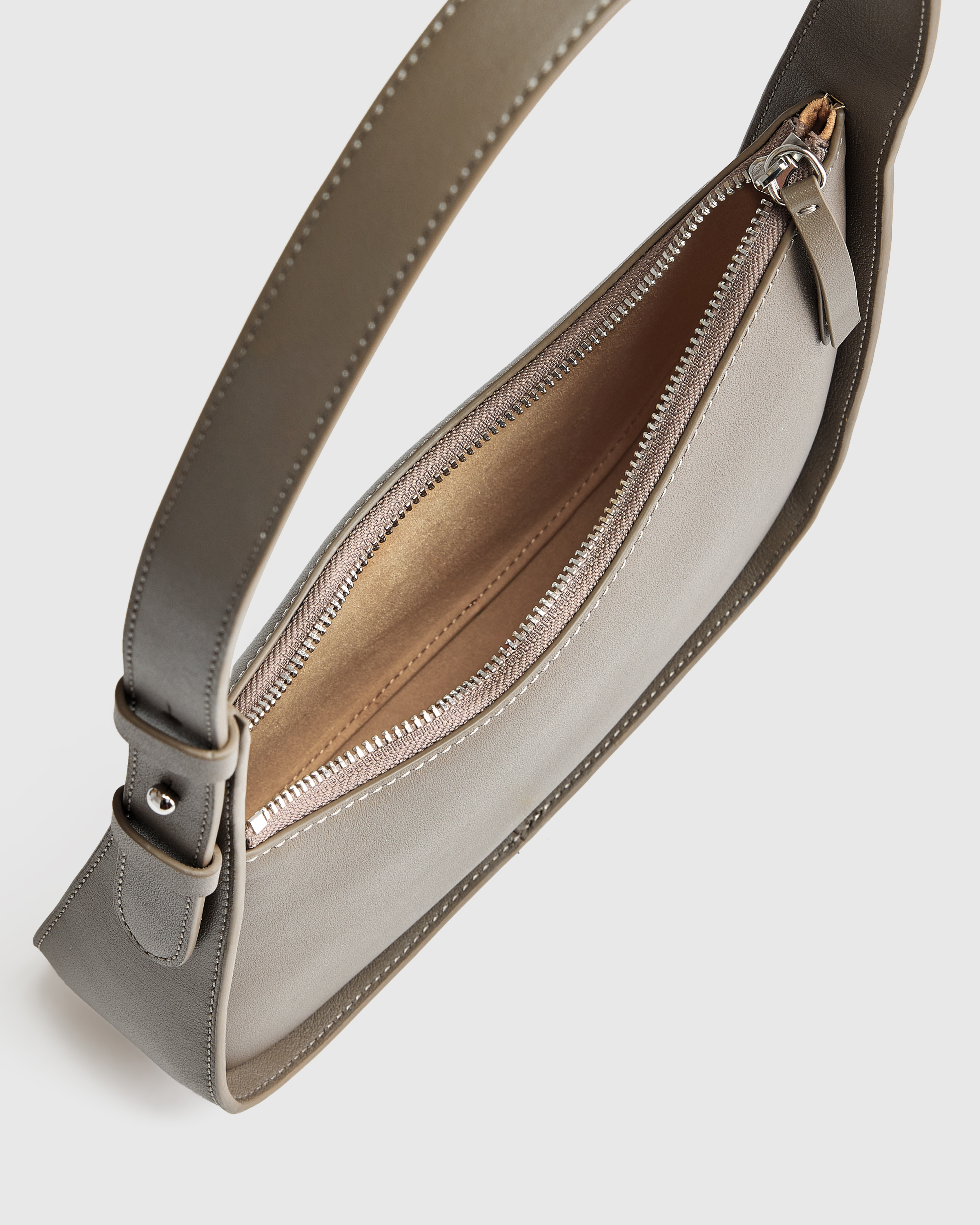 Italian Leather Asymmetrical Mini Shoulder Bag in Mink