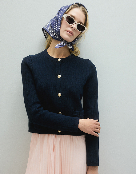 Navy 100% Organic Cotton Sweater Jacket