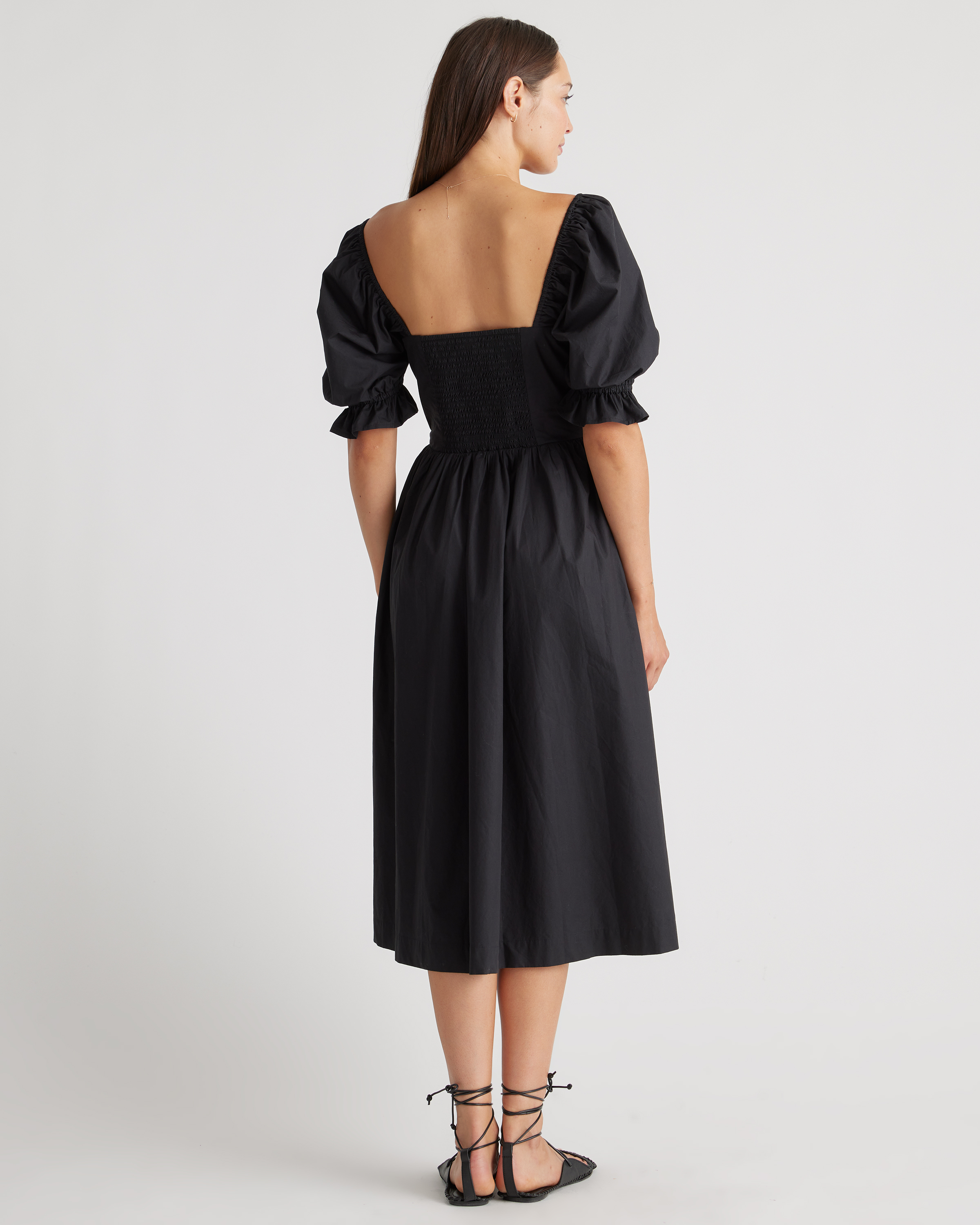 puff sleeve black midi dress Ulla Johnson | Women's Marin Cotton in Pleated Midi Dress Size 0 | Evening Dress XS = 2 US numeric Mosella Jacquard Puff Sleeve Midi