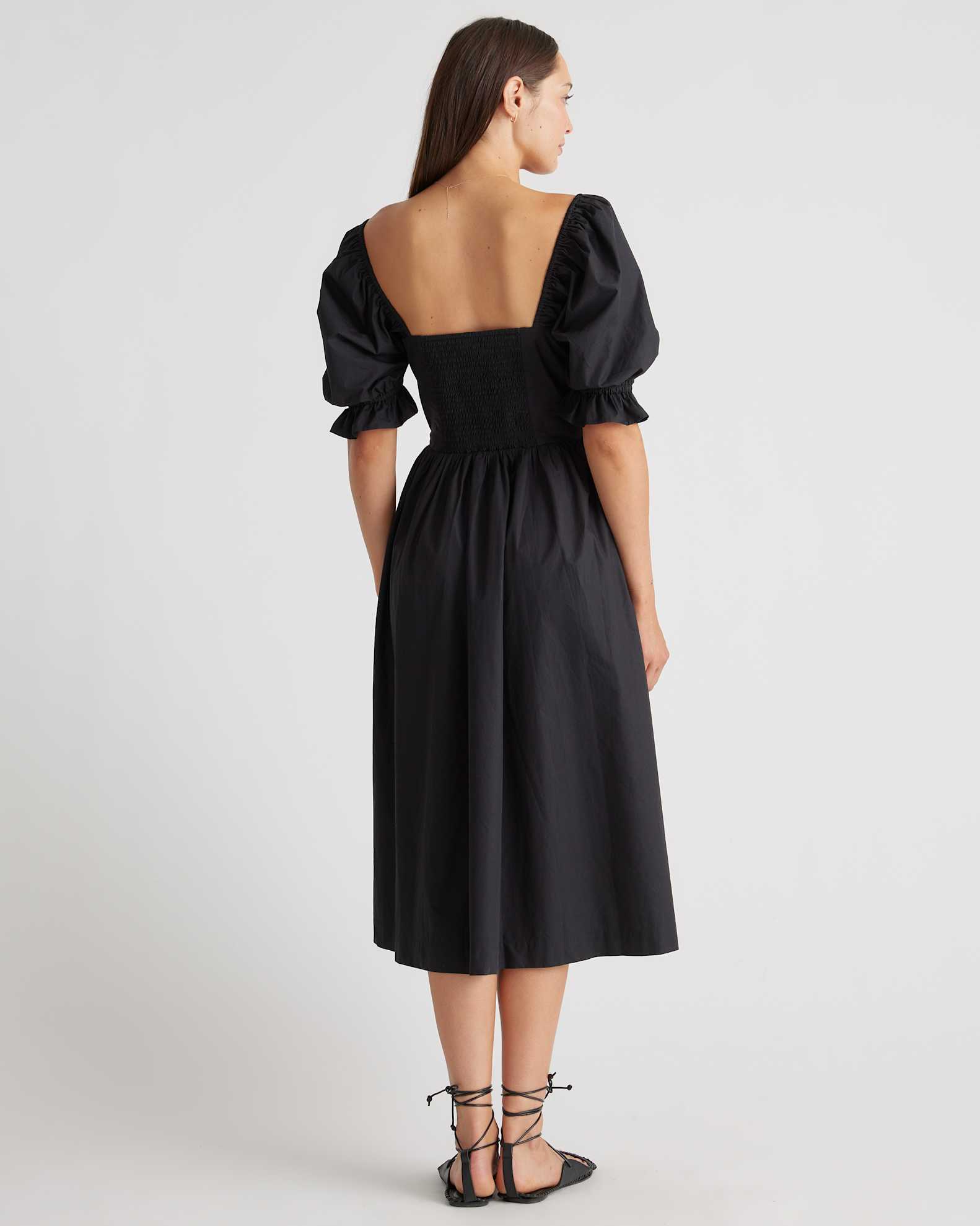 puff sleeve black midi dress Ulla Johnson | Women's Marin Cotton in Pleated Midi Dress Size 0 | Evening Dress XS = 2 US numeric Mosella Jacquard Puff Sleeve Midi