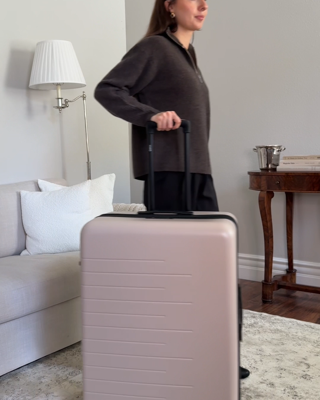 Expandable Large Check-In Suitcase in Dark Green