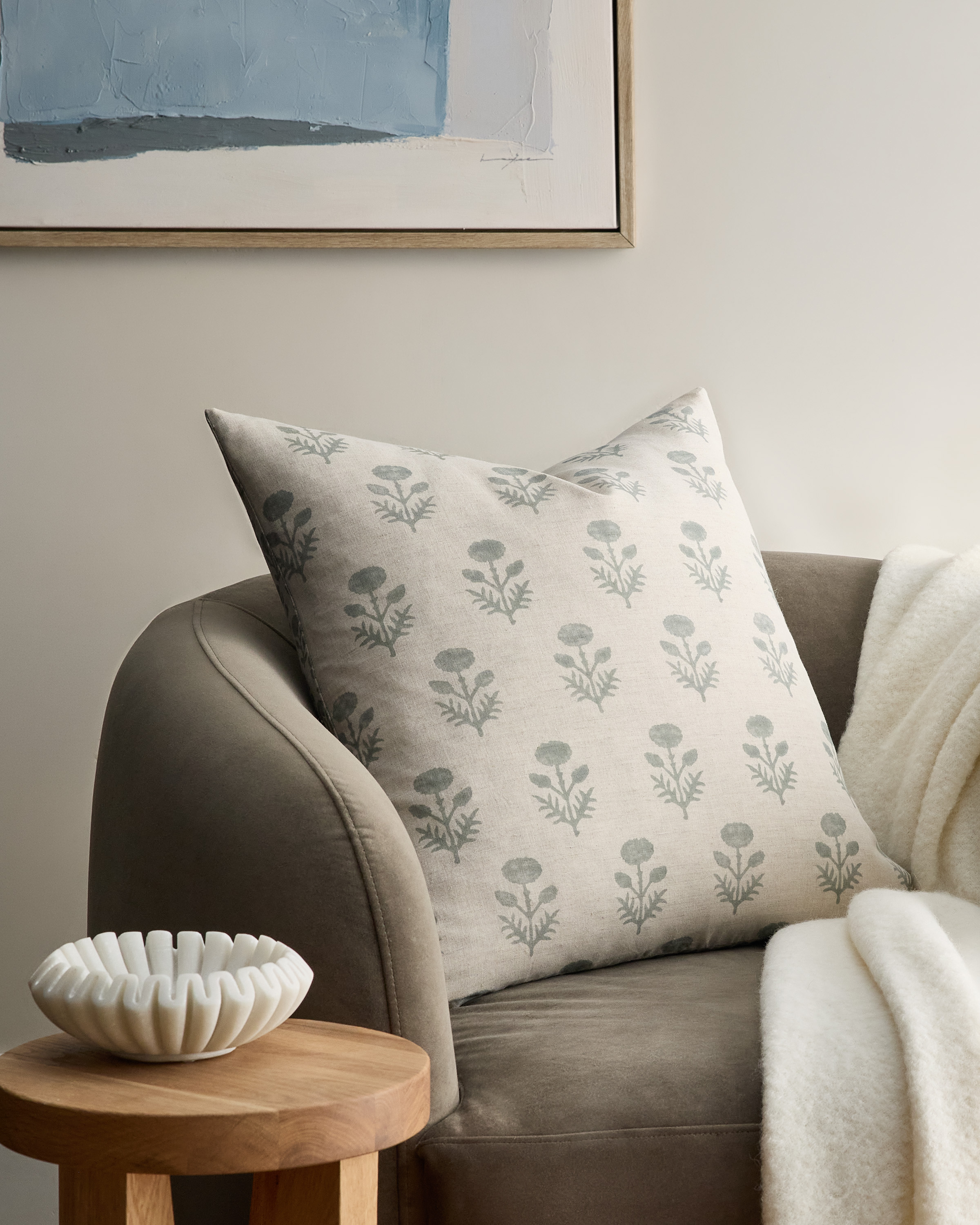 Seafoam Reversible Block Print Pillow Cover (Set of 2)